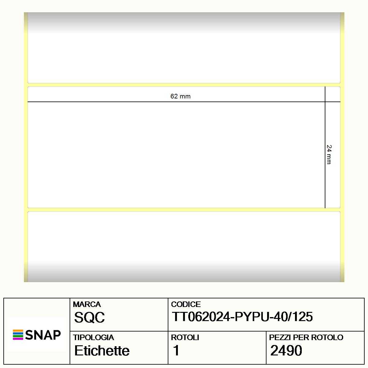 TT062024-PYPU-40/125 - Etichette SQC Giallo fluorescente S-DESK-PTC