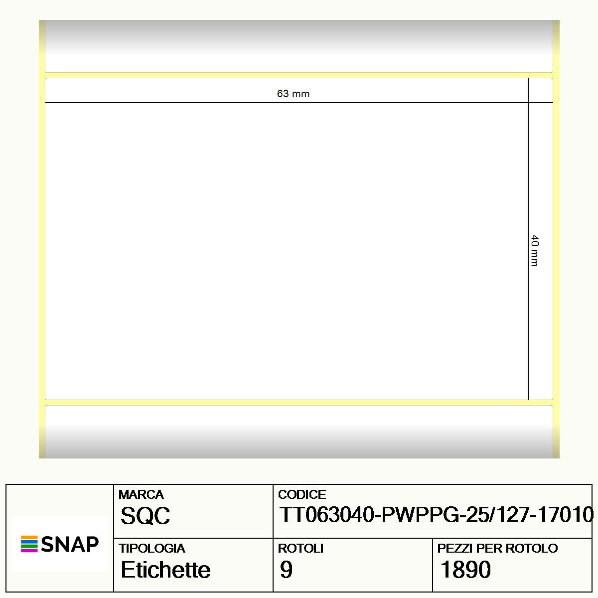 TT063040-PWPPG-25/127-17010 - Etichette SQC  S-DESK-ST Polipropilene