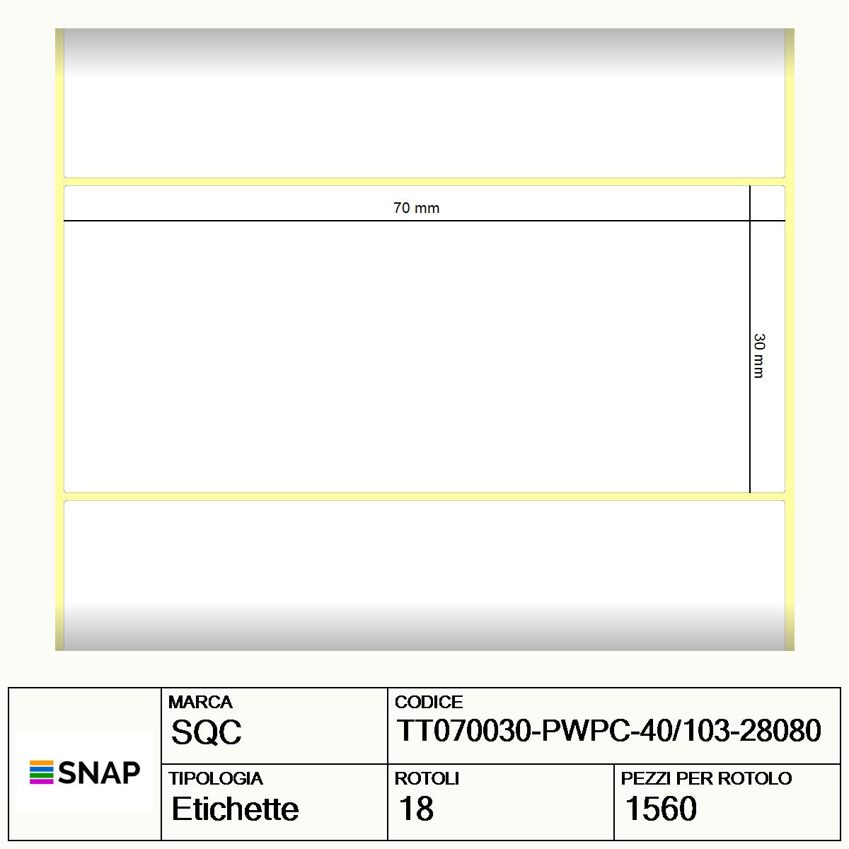 TT070030-PWPC-40/103-28080 - Etichette SQC  S-DESK-PT Carta