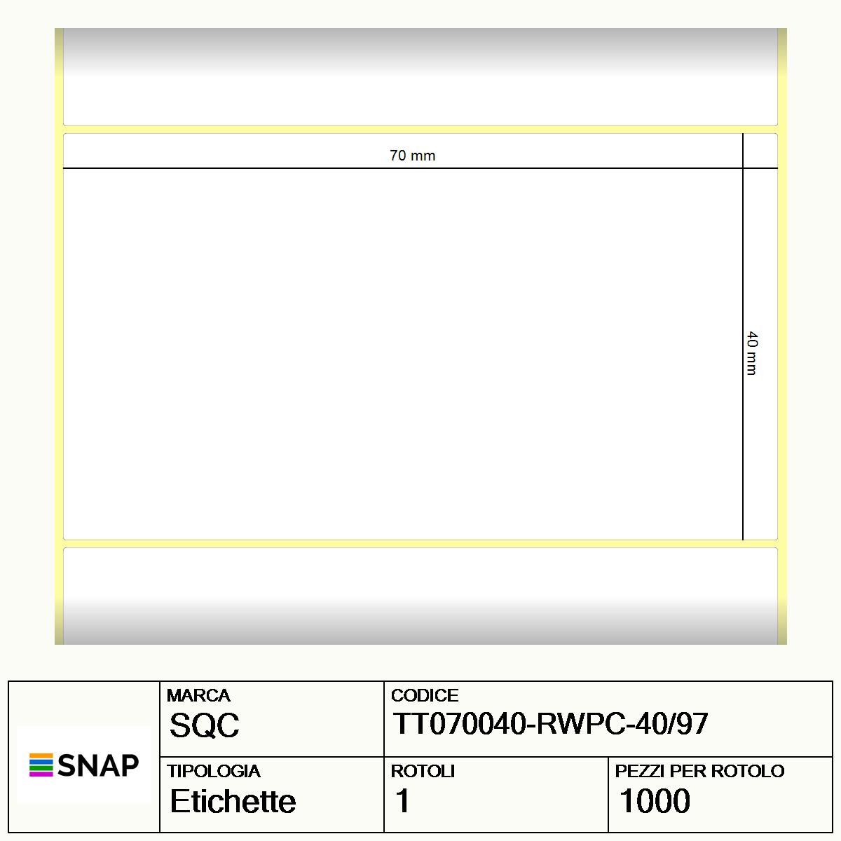 TT070040-RWPC-40/97 - Etichette SQC  S-DESK-PT Carta