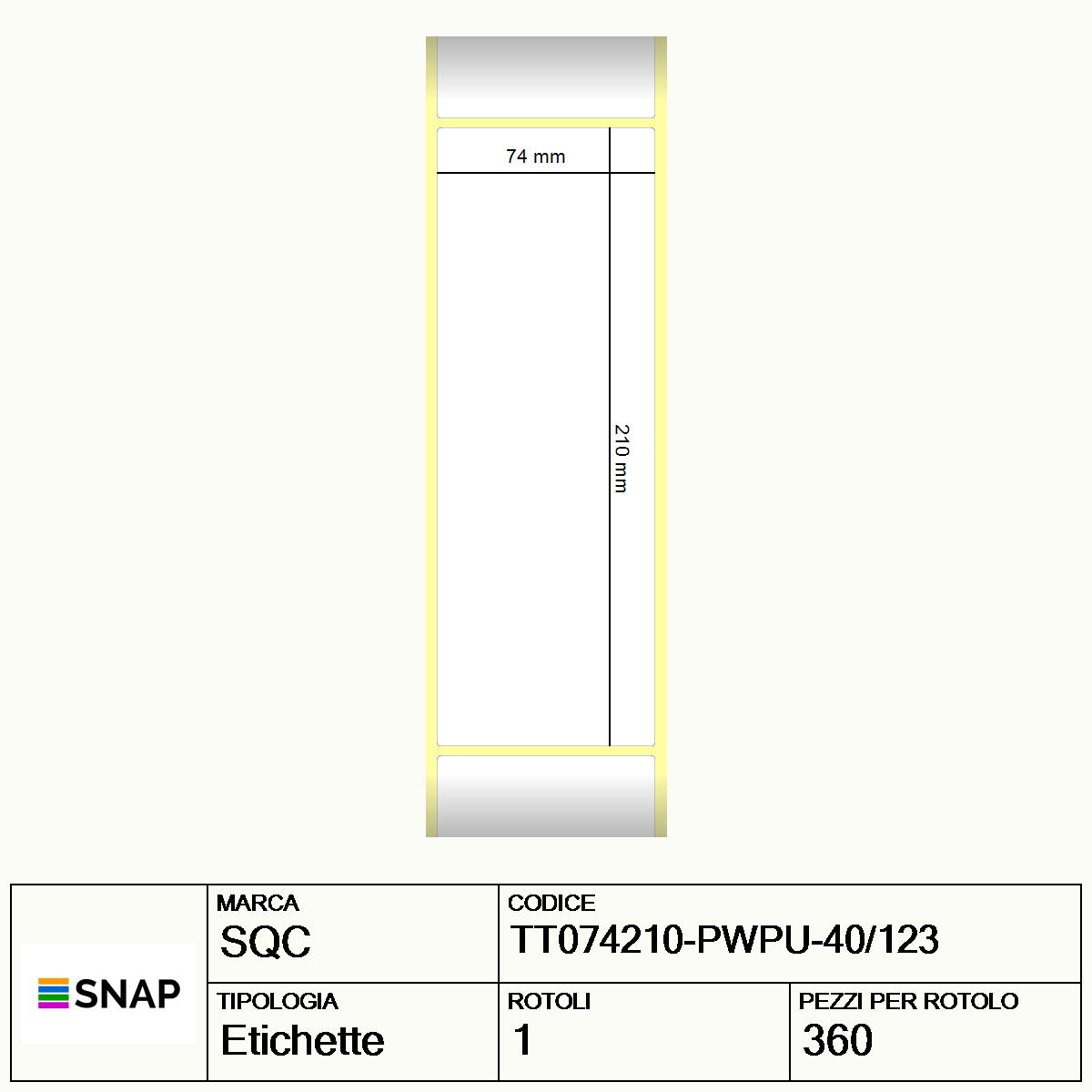 TT074210-PWPU-40/127 - Etichette SQC  S-DESK-PT Carta