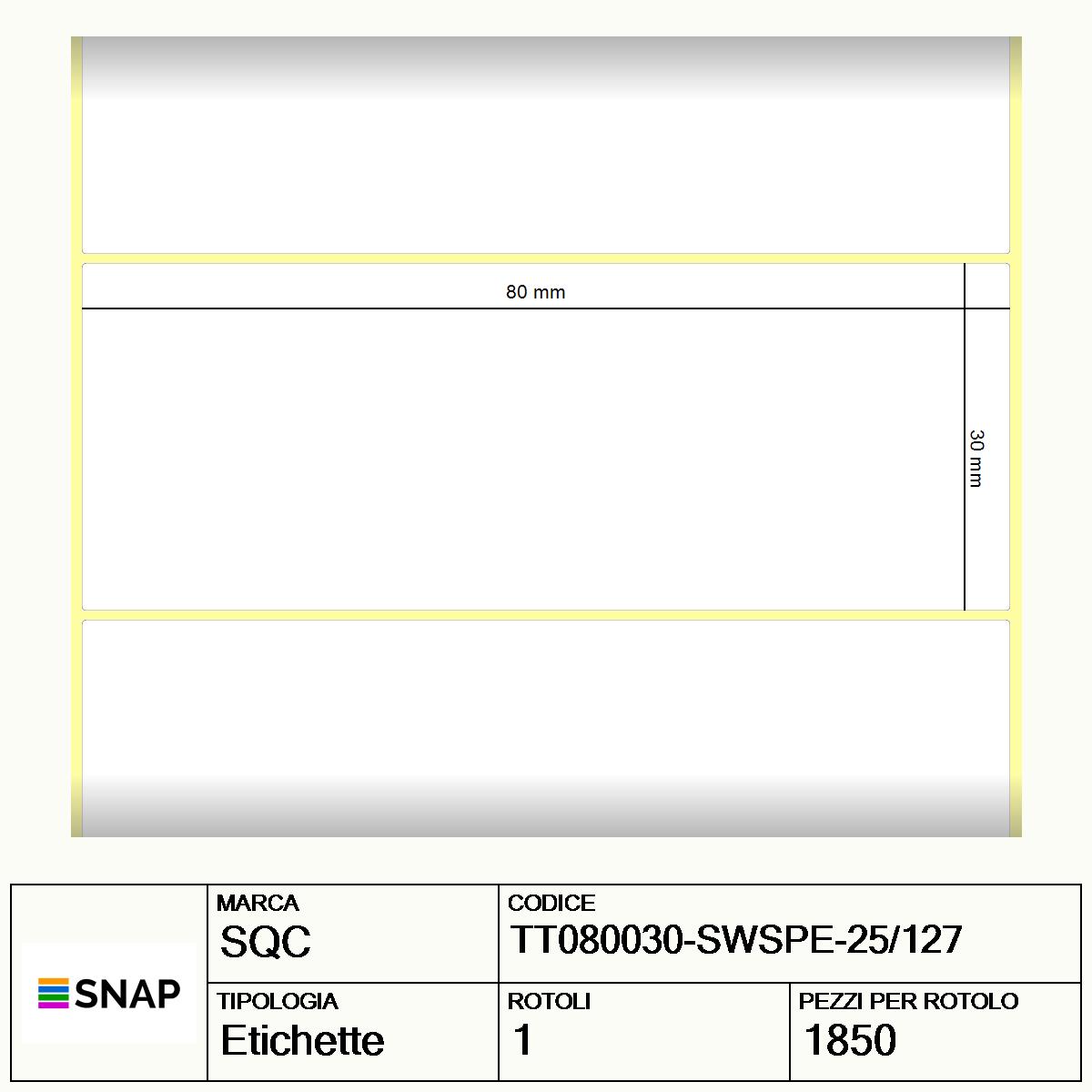 TT080030-SWSPE-25/127 - Etichette SQC  S-STRONG Polietilene