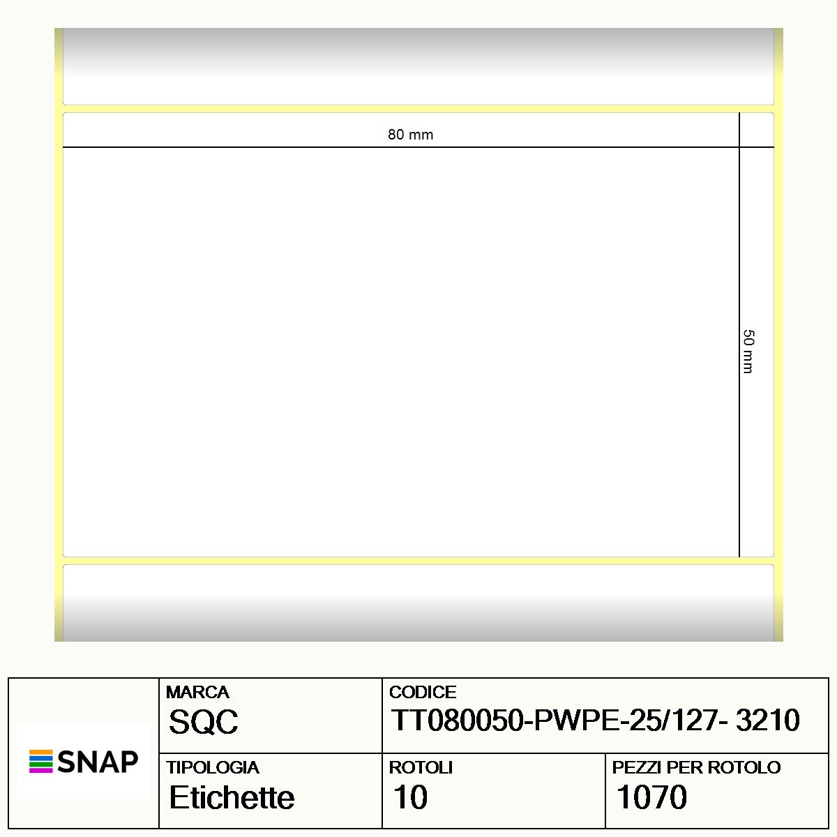TT080050-PWPE-25/127- 3210 - Etichette SQC  S-DESK-ST Poliestere