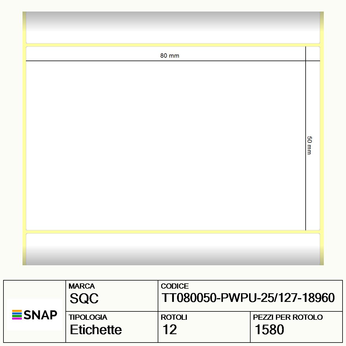 TT080050-PWPU-25/127-18960 - Etichette SQC  S-DESK-PT Carta