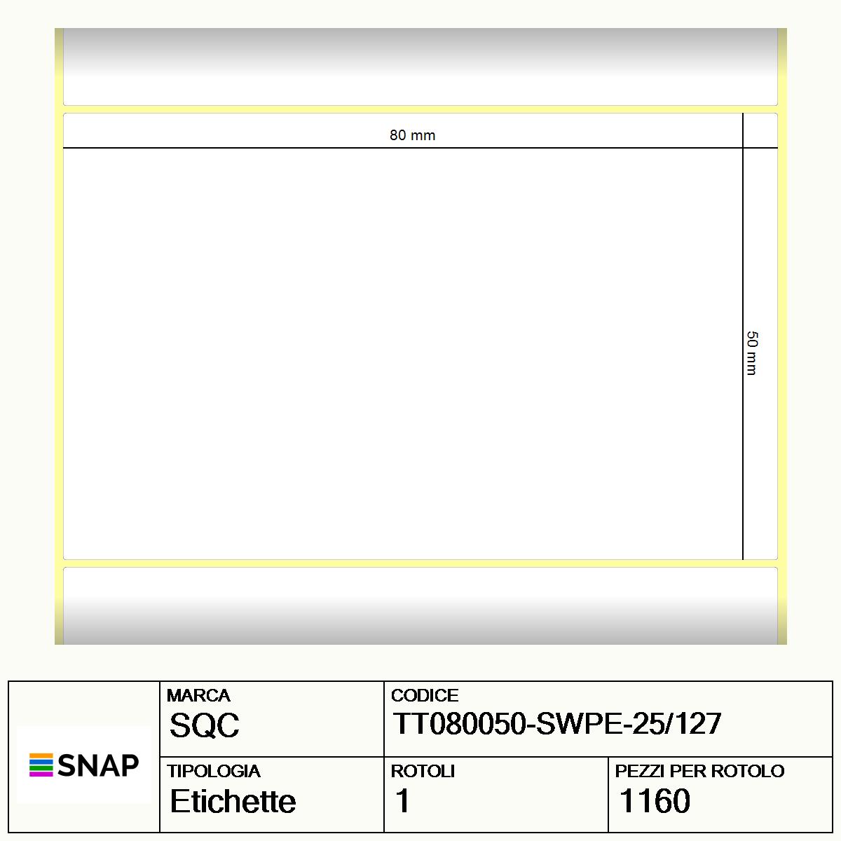 TT080050-SWPE-25/127 - Etichette SQC  S-STRONG Polietilene