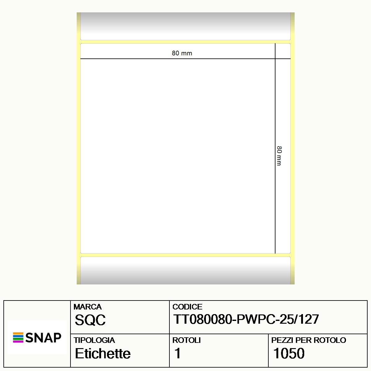 TT080080-PWPC-25/127 - Etichette SQC  S-DESK-PT Carta