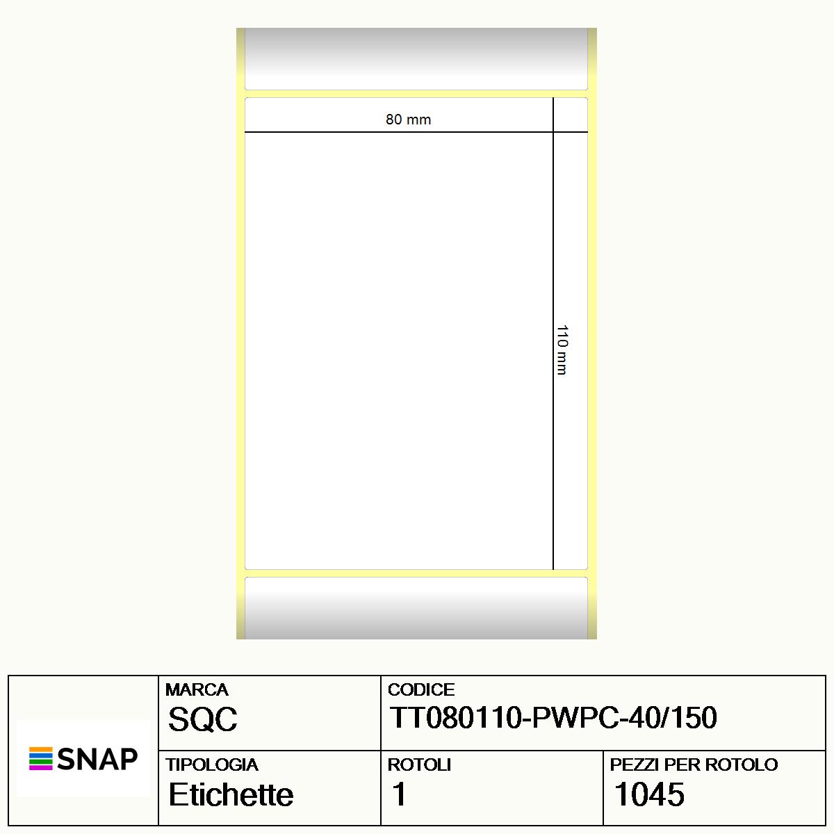 TT080110-PWPC-40/150 - Etichette SQC  S-HARD-PT Carta