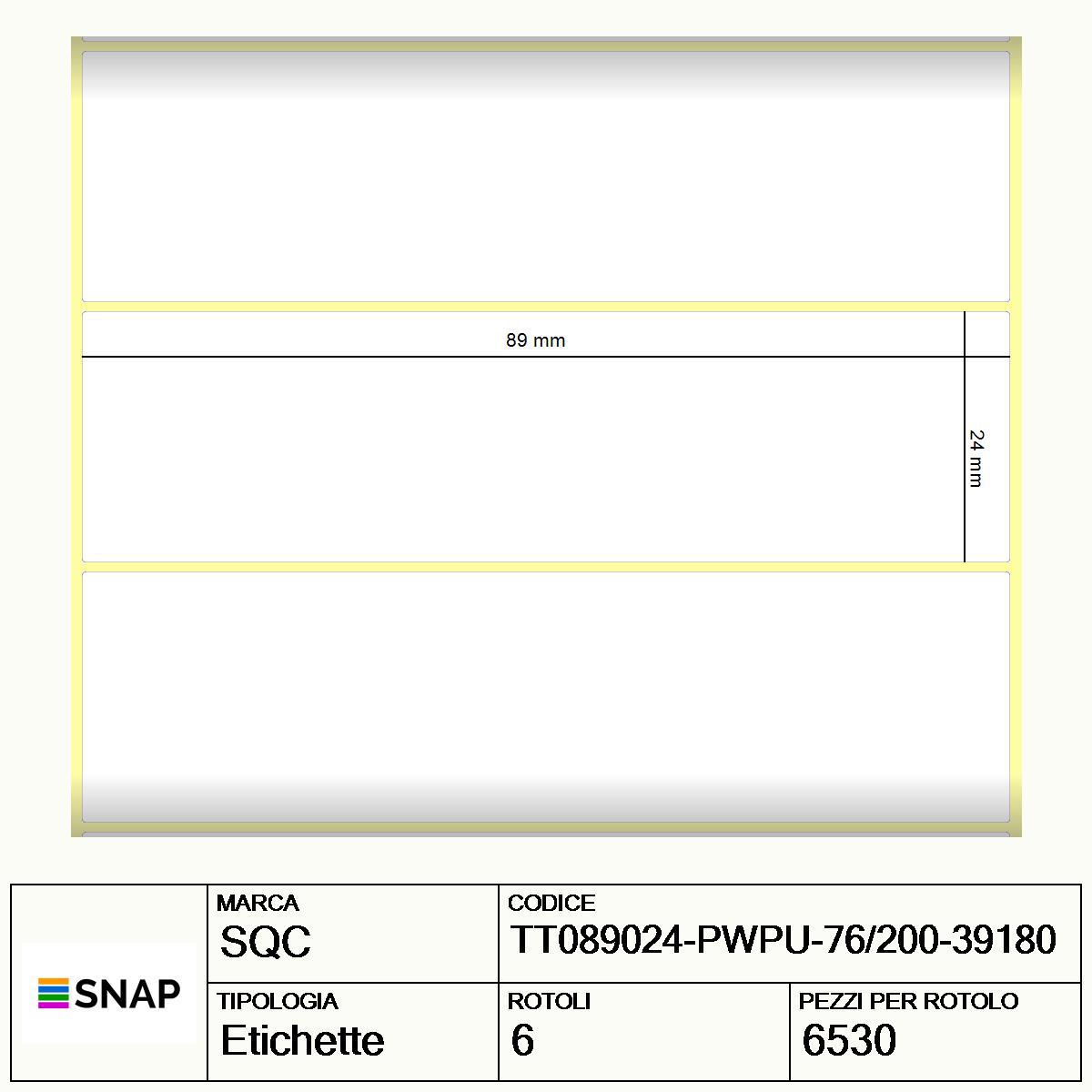 TT089024-PWPU-76/200-39180 - Etichette SQC  S-HARD-PT Carta