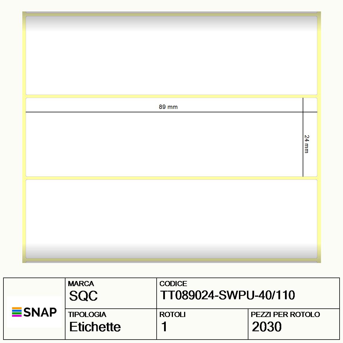 TT089024-SWPU-40/110 - Etichette SQC  S-DESK-PT Carta