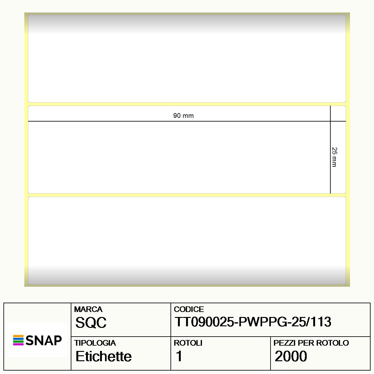 TT090025-PWPPG-25/113 - Etichette SQC  S-DESK-ST Polipropilene