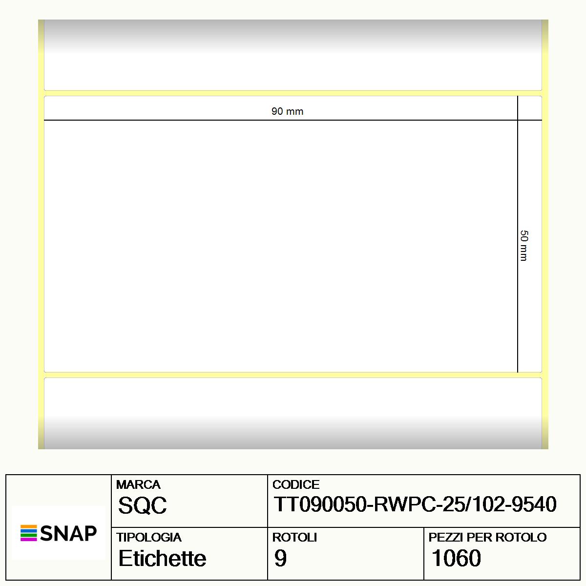 TT090050-RWPC-25/102-9540 - Etichette SQC  S-DESK-PT Carta