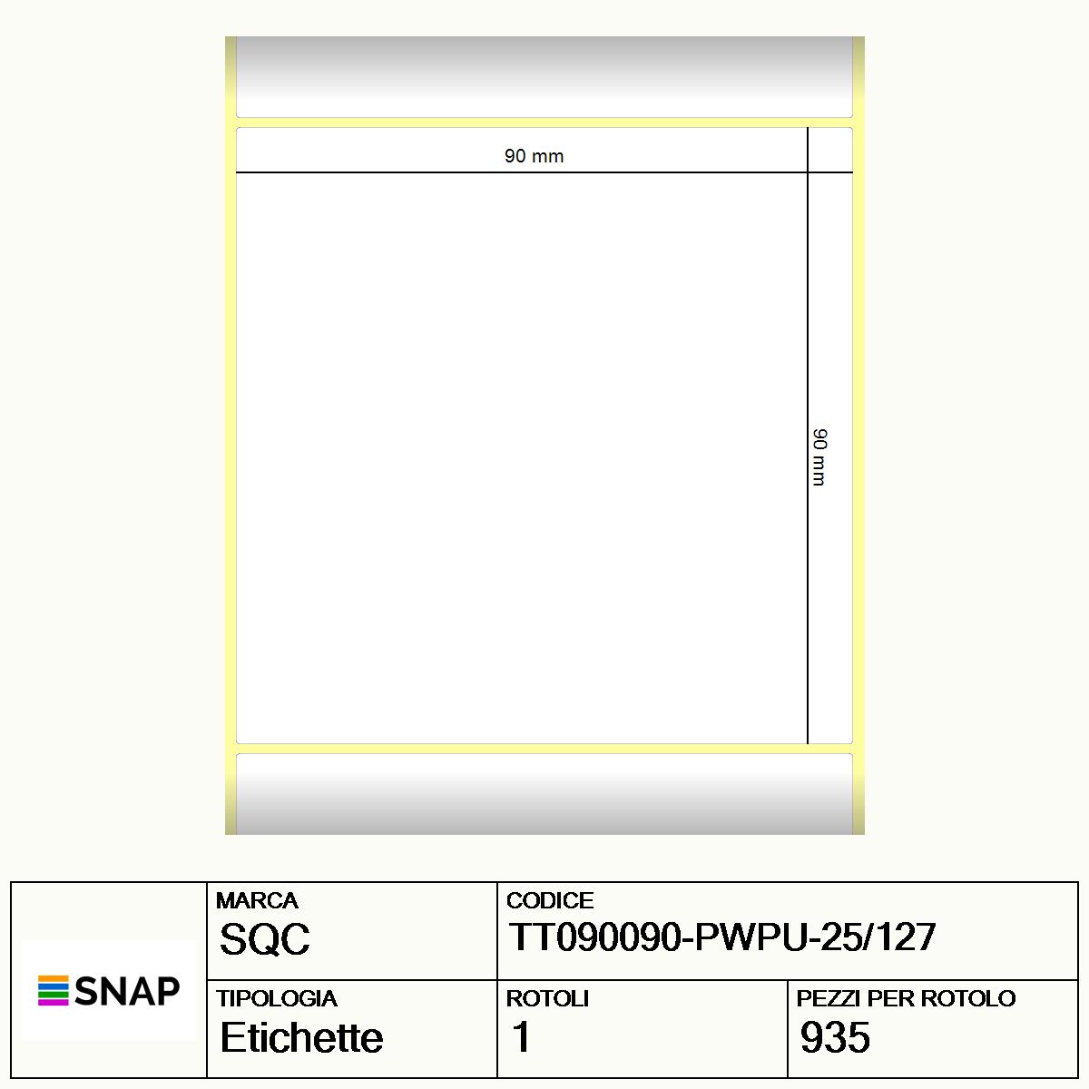 TT090090-PWPU-25/127 - Etichette SQC  S-DESK-PT Carta