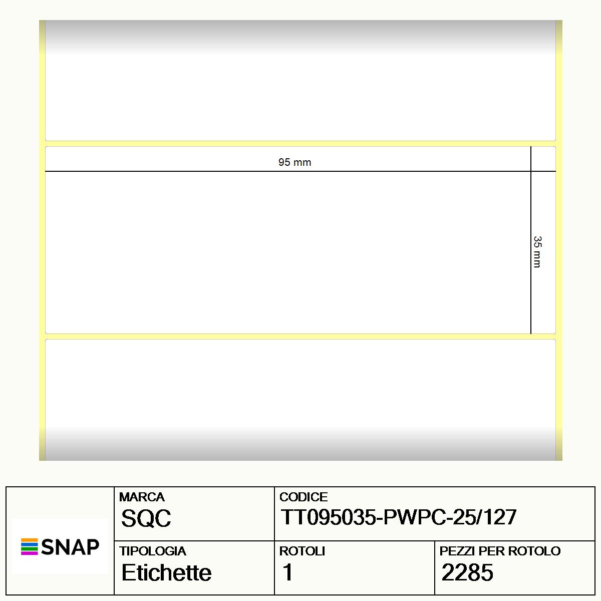 TT095035-PWPC-25/127 - Etichette SQC  S-DESK-PT Carta