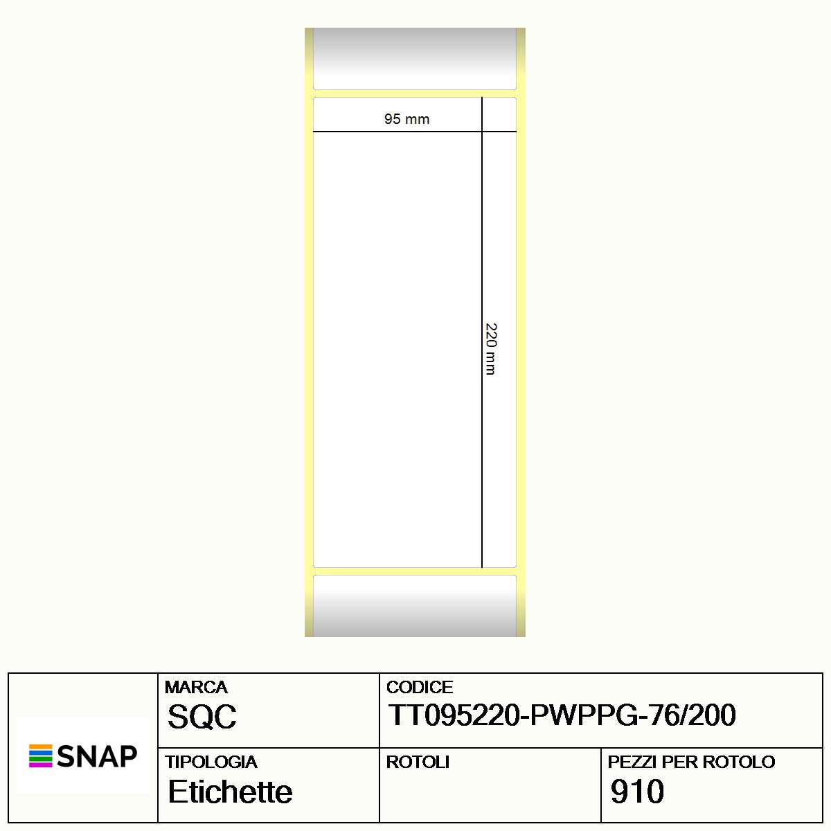 TT095220-PWPPG-76/200 - Etichette SQC  S-HARD-ST Polipropilene