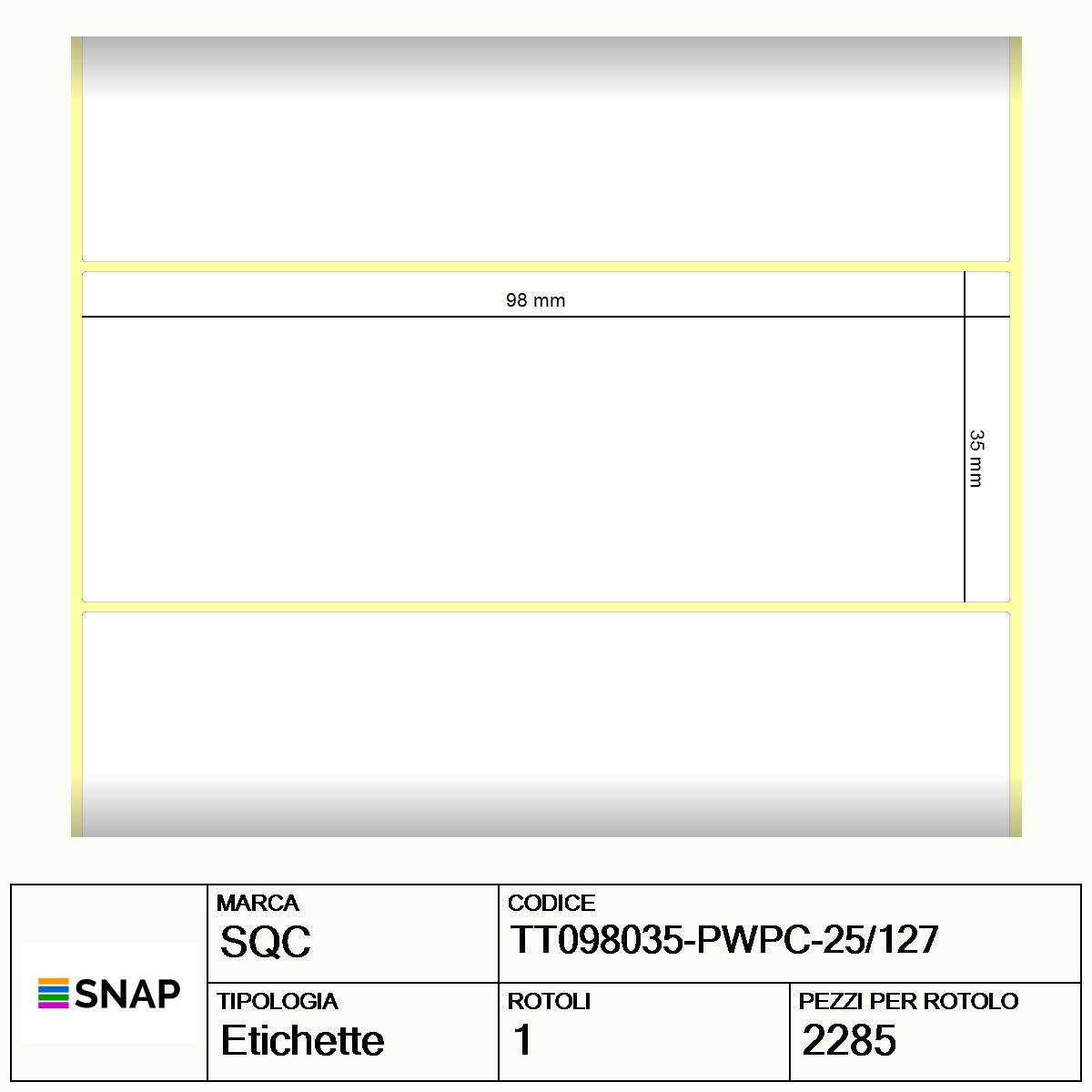 TT098035-PWPC-25/127 - Etichette SQC  S-DESK-PT Carta