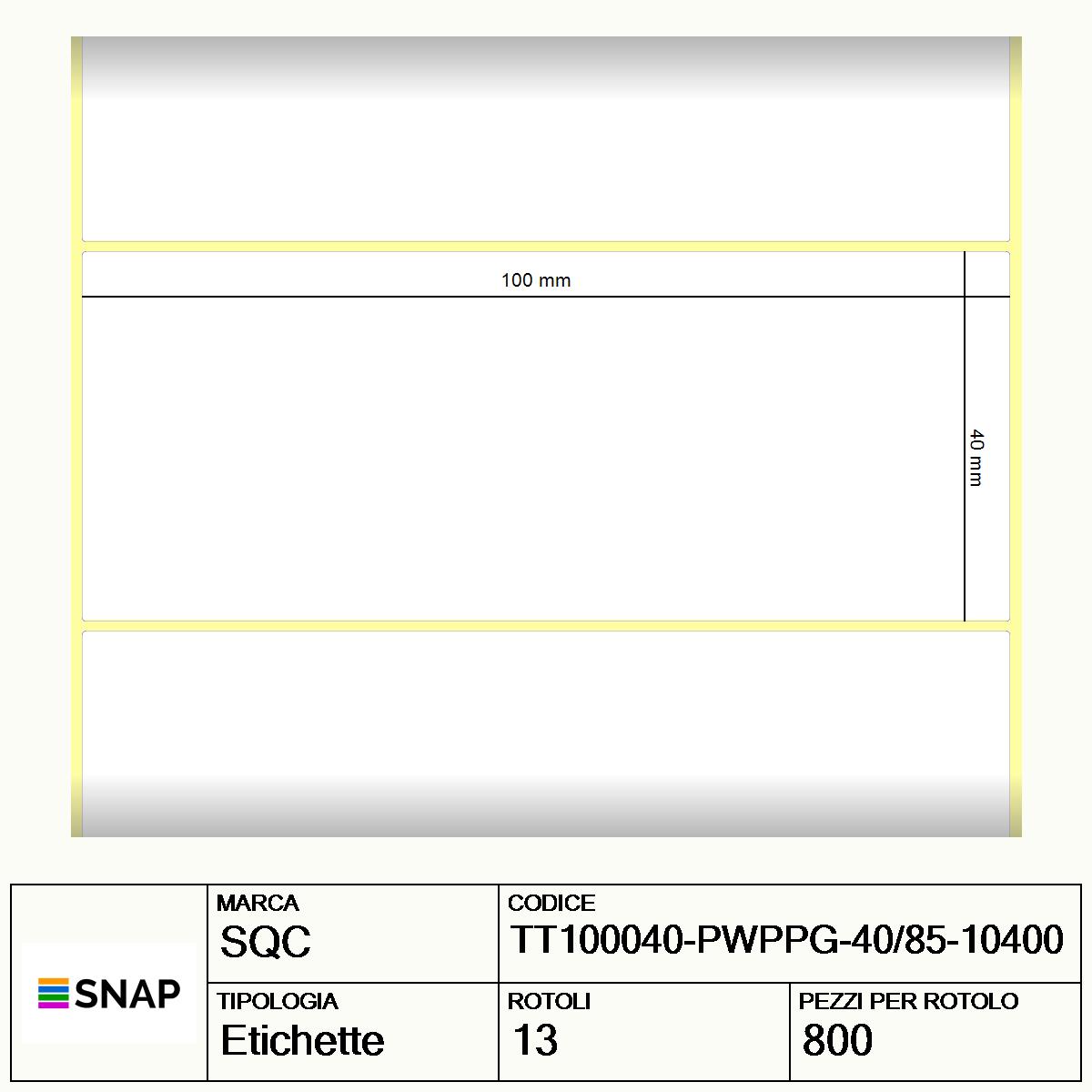 TT100040-PWPPG-40/85-10400 - Etichette SQC  S-FROZEN Polipropilene
