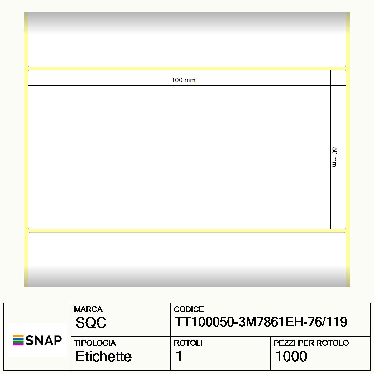 TT100050-3M7861EH-76/119 - Etichette SQC Trasparente neutro S-by3M