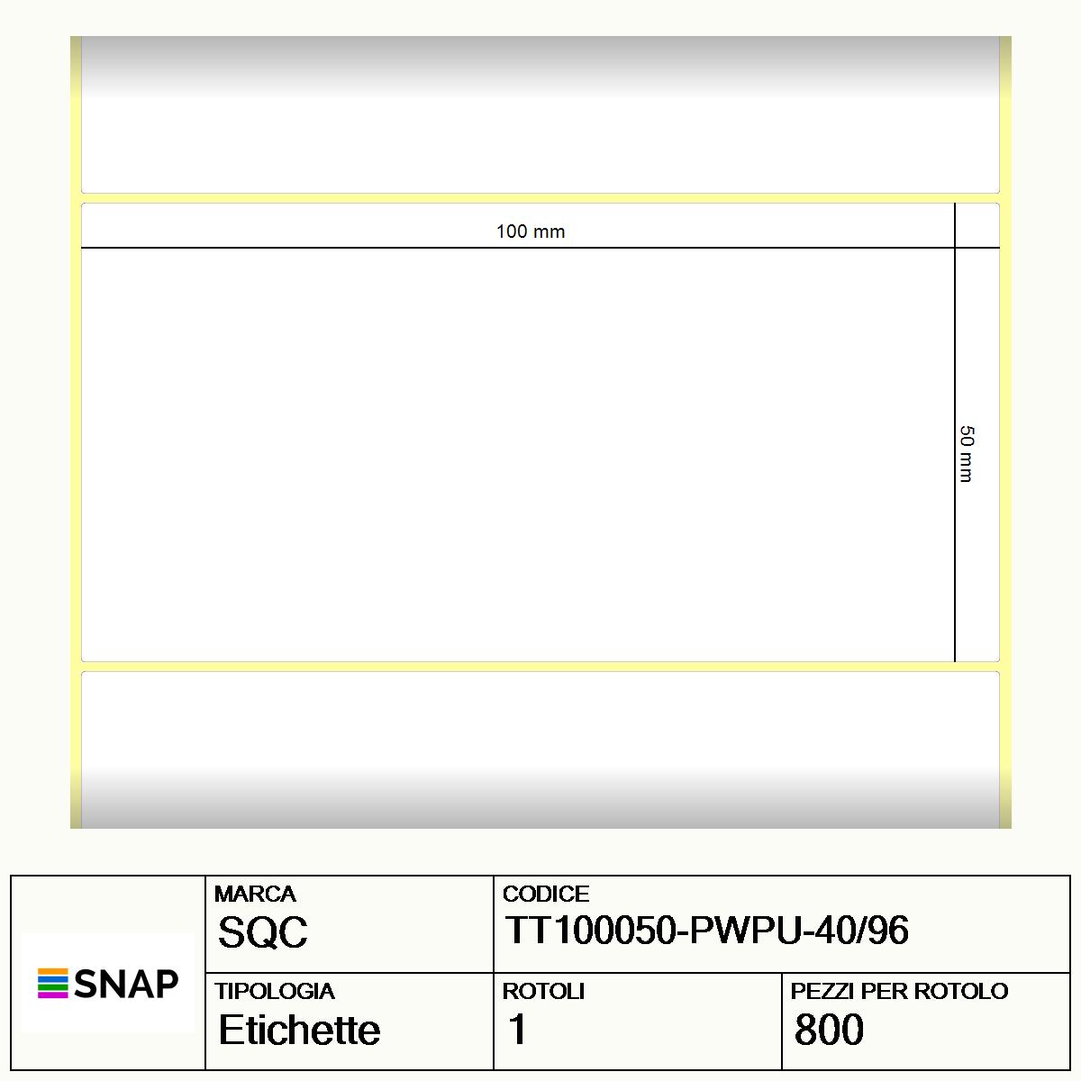 TT100050-PWPU-40/96 - Etichette SQC  S-DESK-PT Carta