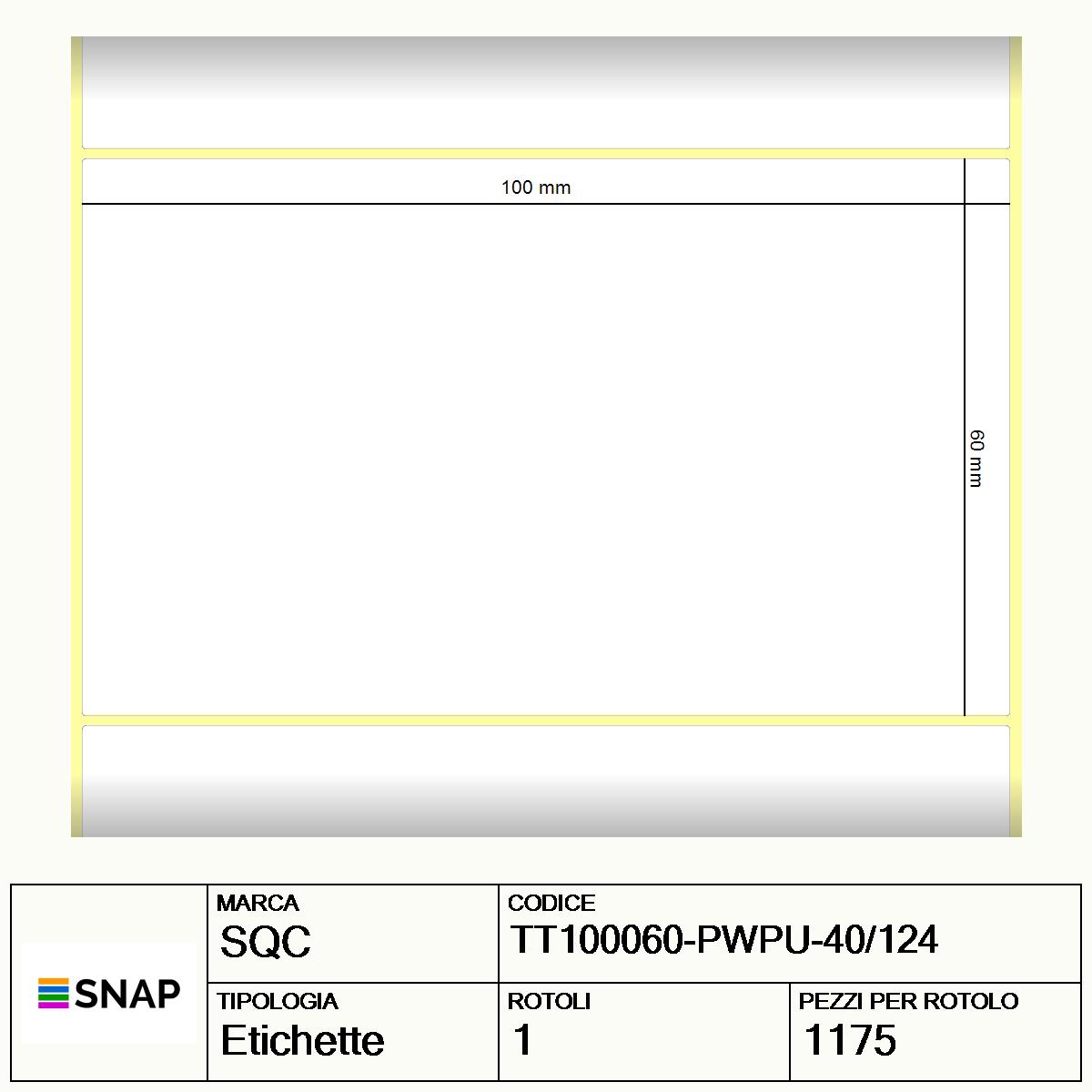 TT100060-PWPU-40/124 - Etichette SQC  S-DESK-PT Carta