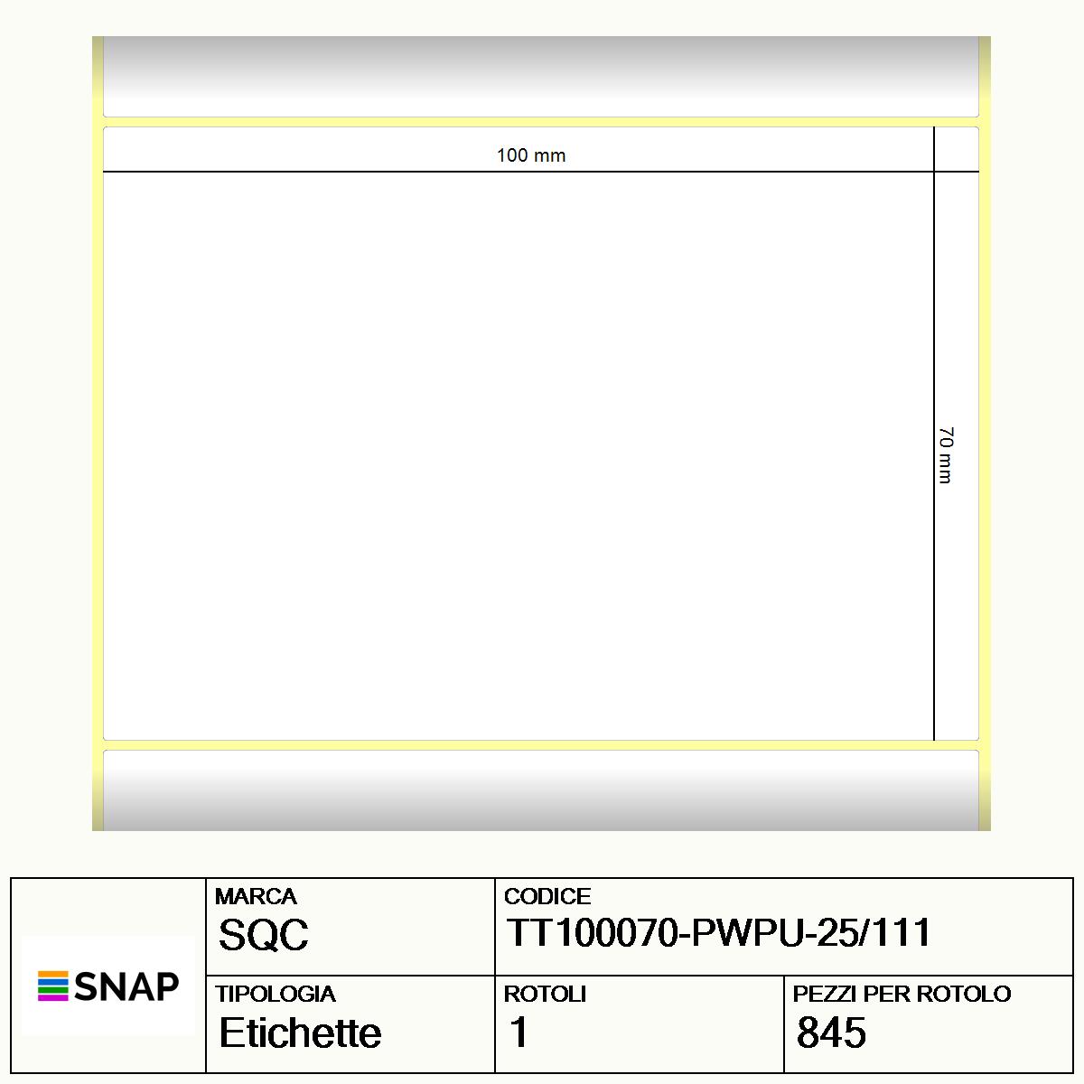 TT100070-PWPU-25/111 - Etichette SQC  S-DESK-PT Carta