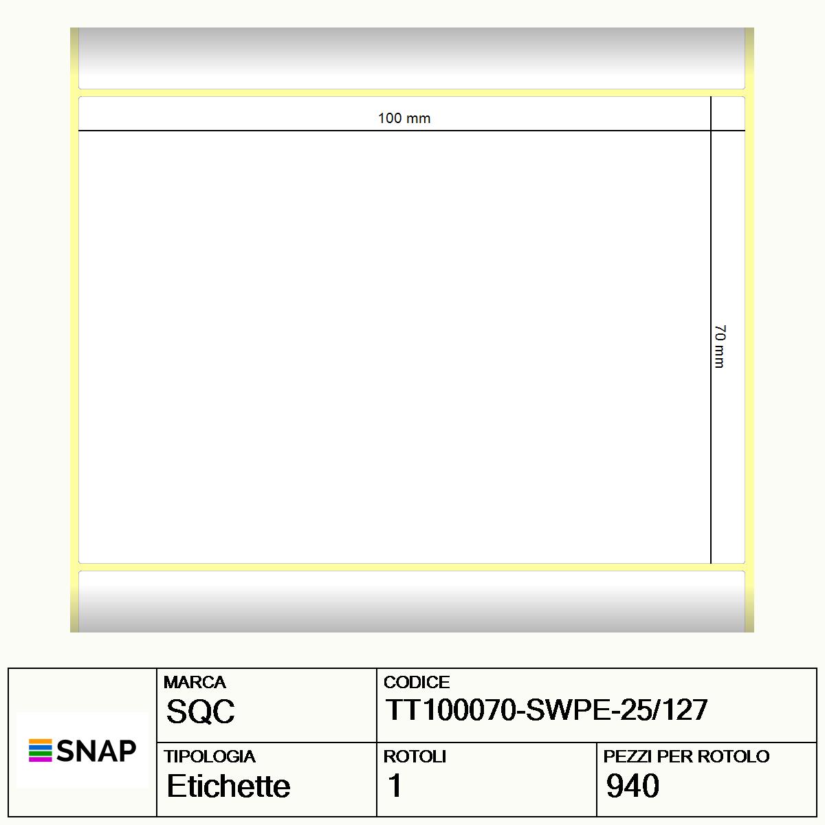 TT100070-SWPE-25/127 - Etichette SQC  S-STRONG Polietilene