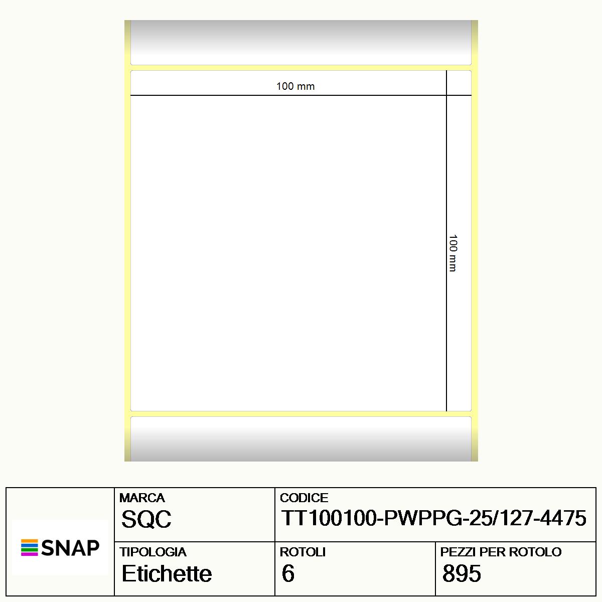 TT100100-PWPPG-25/127-4475 - Etichette SQC  S-DESK-ST Polipropilene
