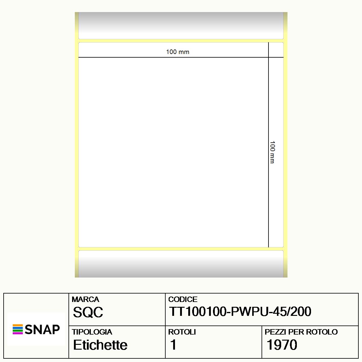 TT100100-PWPU-45/200 - Etichette SQC  S-HARD-PT Carta