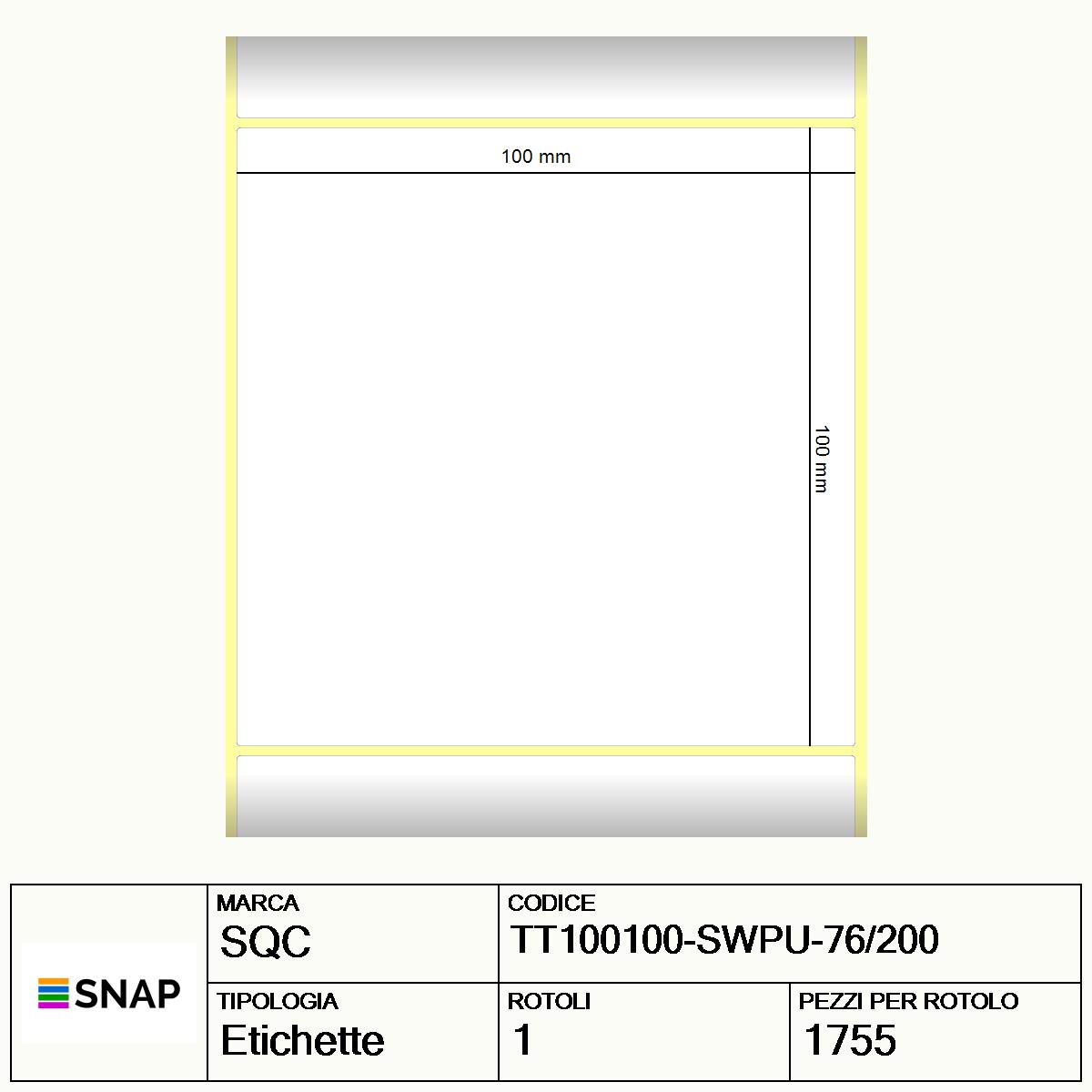 TT100100-SWPU-76/200 - Etichette SQC  S-HARD-PT Carta