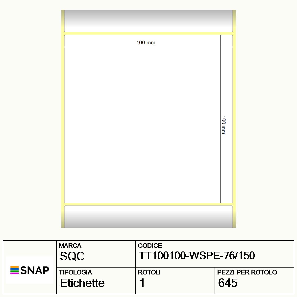 TT100100-WSPE-76/150 - Etichette SQC  S-STRONG Polietilene
