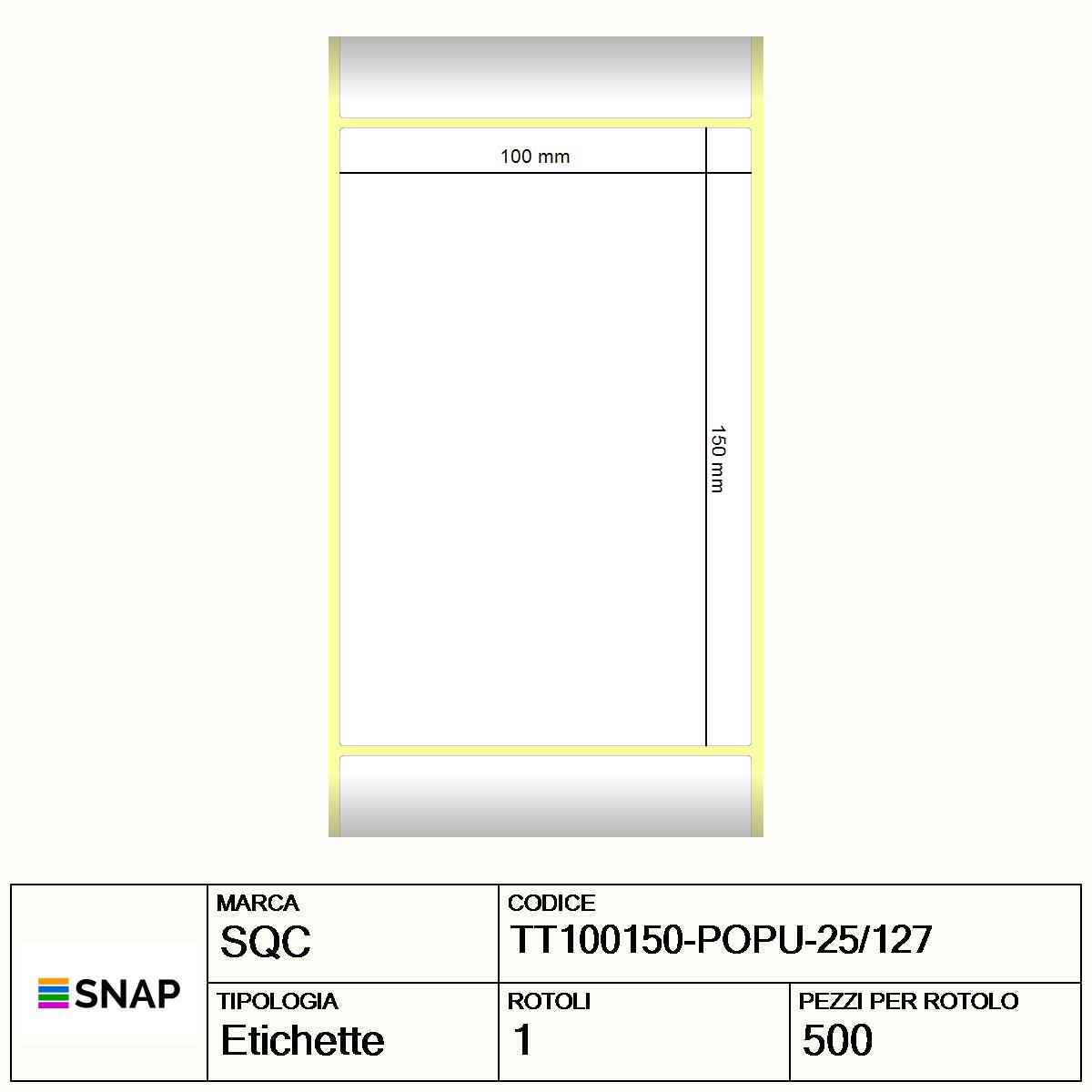 TT100150-POPU-25/127 - Etichette SQC Arancione fluorescente Carta