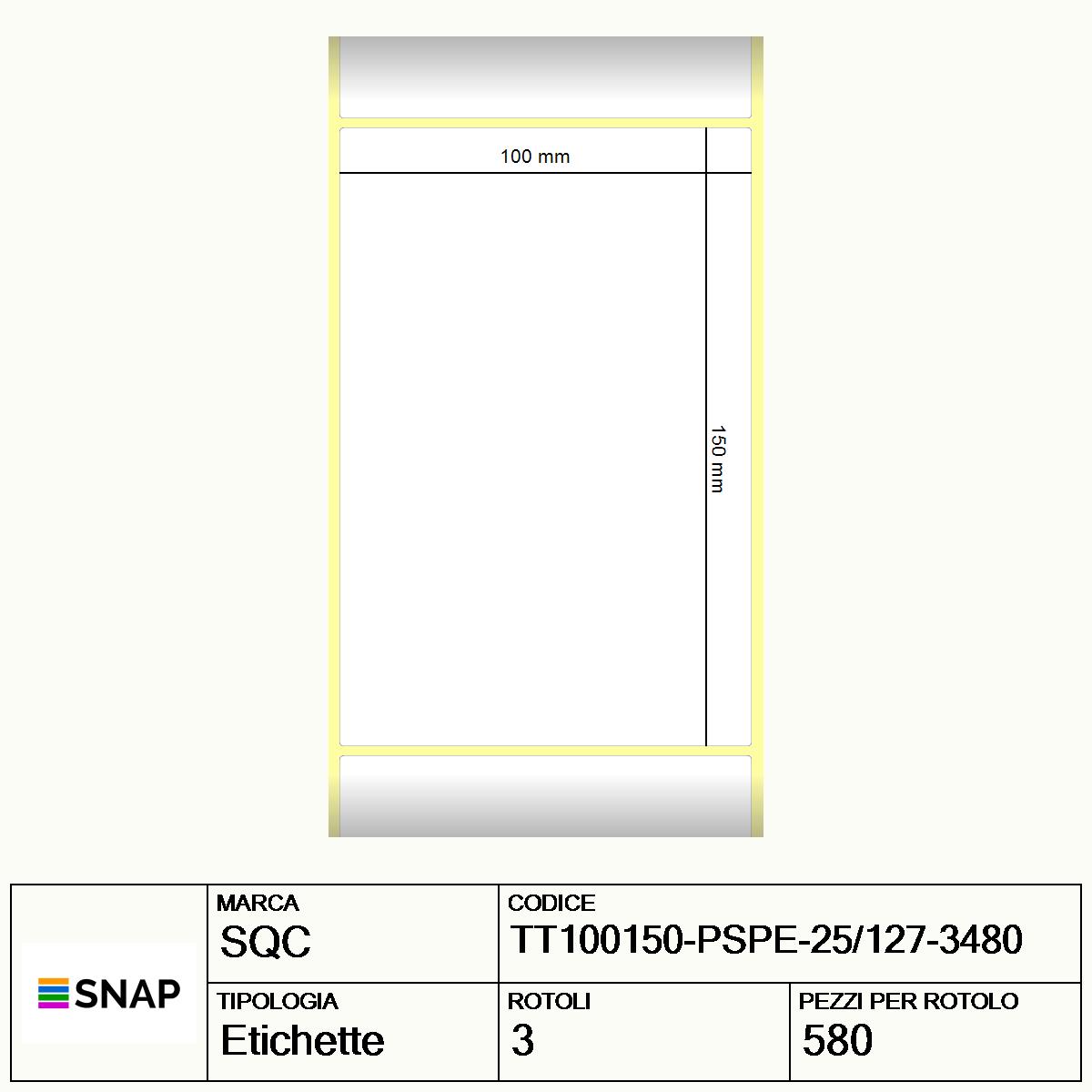TT100150-PSPE-25/127-3480 - Etichette SQC Argento S-DESK-STC