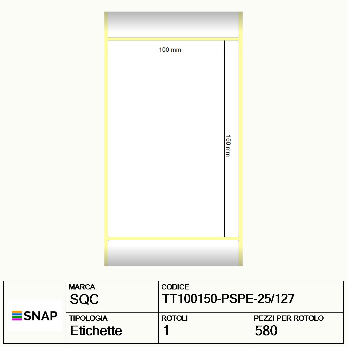 TT100150-PSPE-25/127 - Etichette SQC Argento S-DESK-STC Poliestere