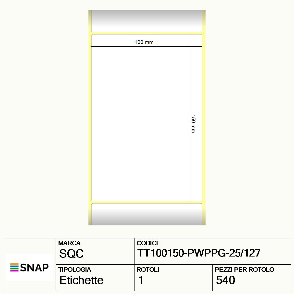 TT100150-PWPPG-25/127 - Etichette SQC  S-SHIP Polipropilene