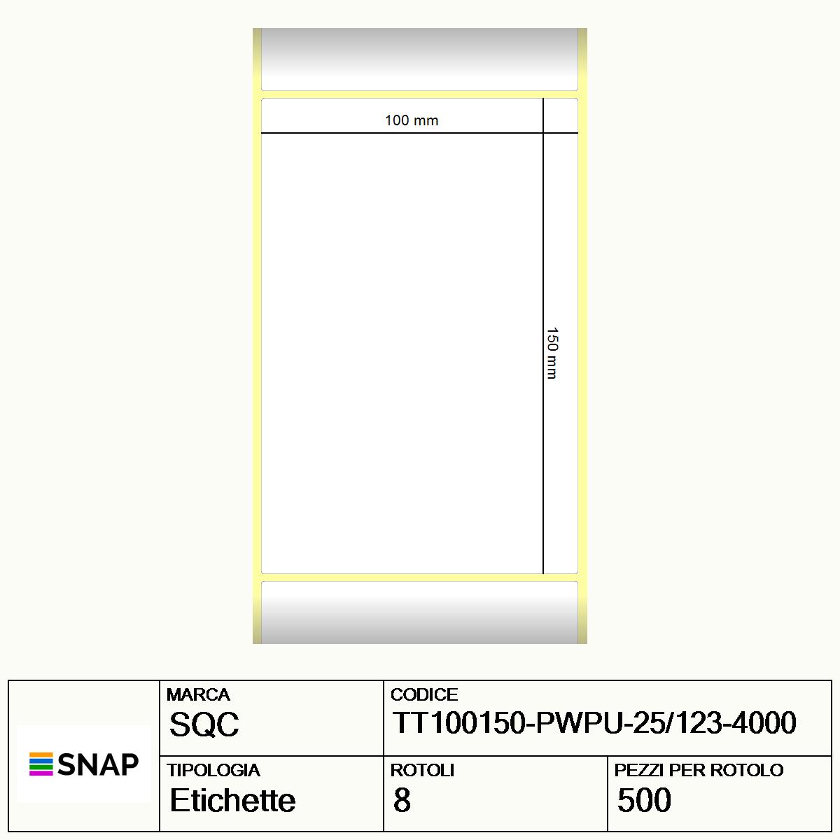 TT100150-PWPU-25/123-4000 - Etichette SQC  S-DESK-PT Carta