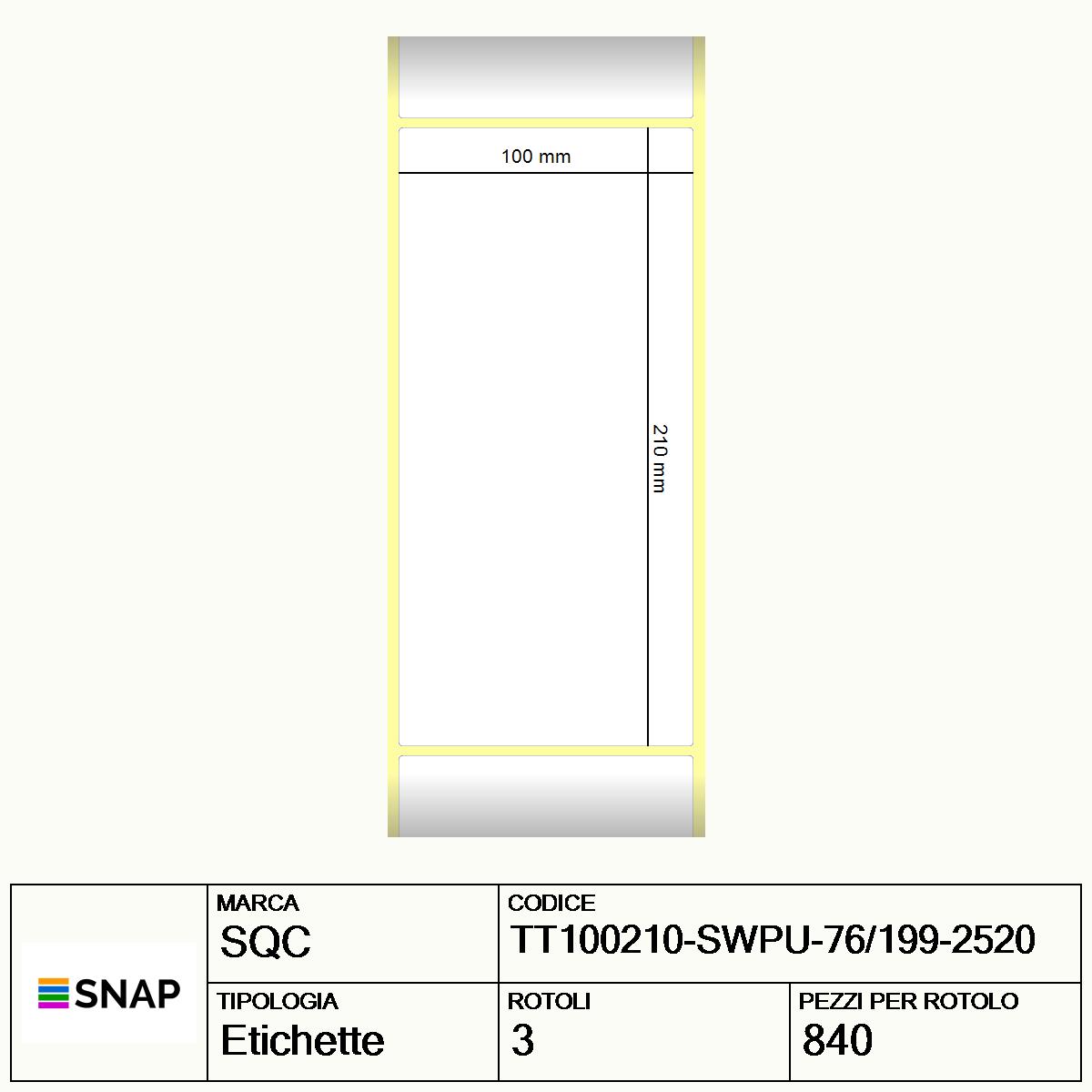 TT100210-SWPU-76/199-2520 - Etichette SQC  S-HARD-PT Carta