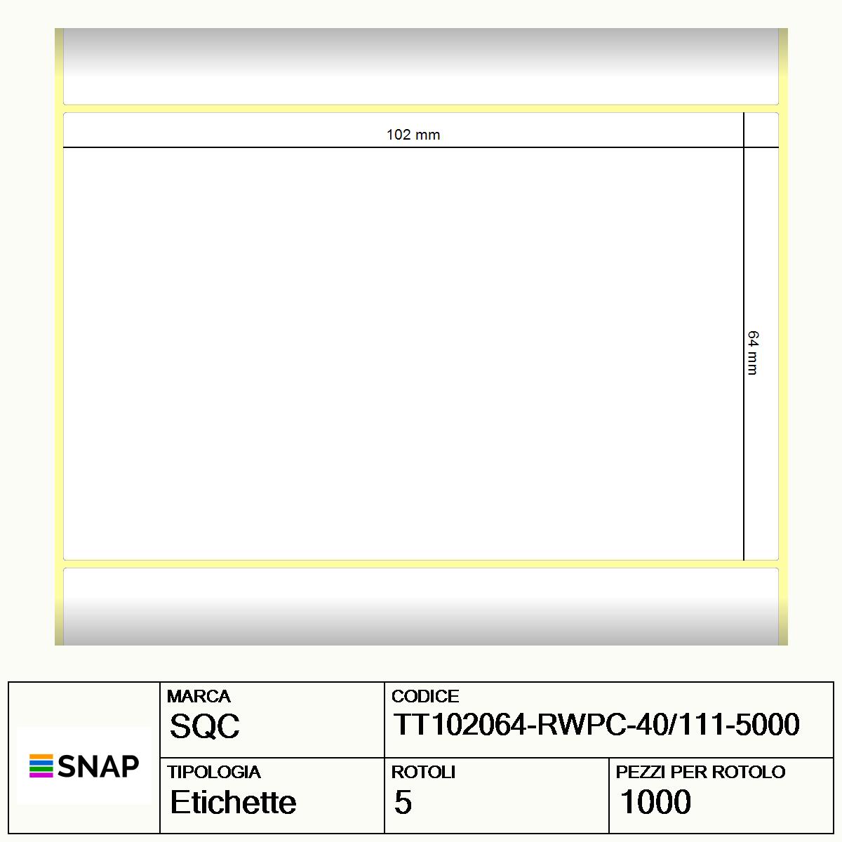 TT102064-RWPC-40/111-5000 - Etichette SQC  S-DESK-PT Carta