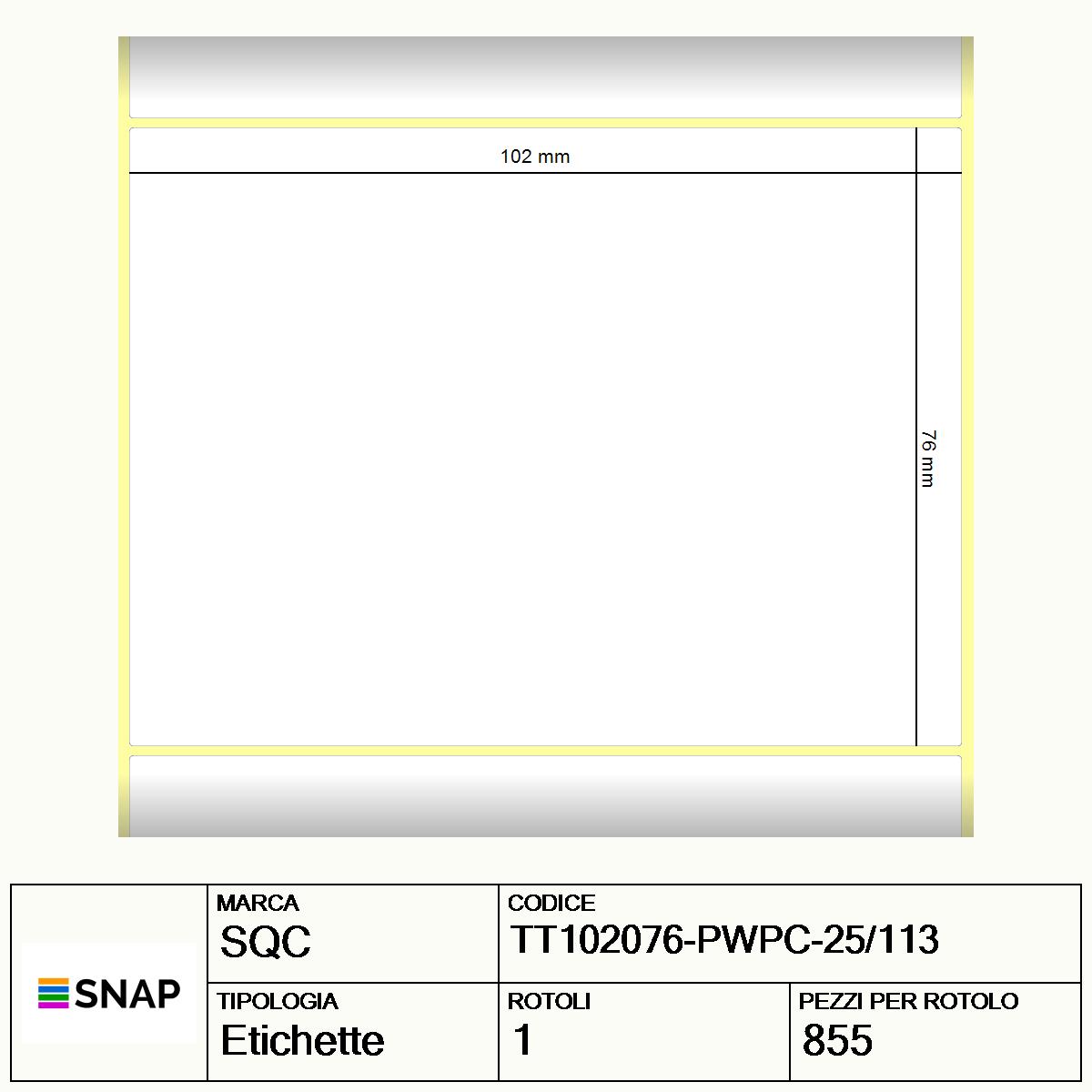 TT102076-PWPC-25/113 - Etichette SQC  S-DESK-PT Carta