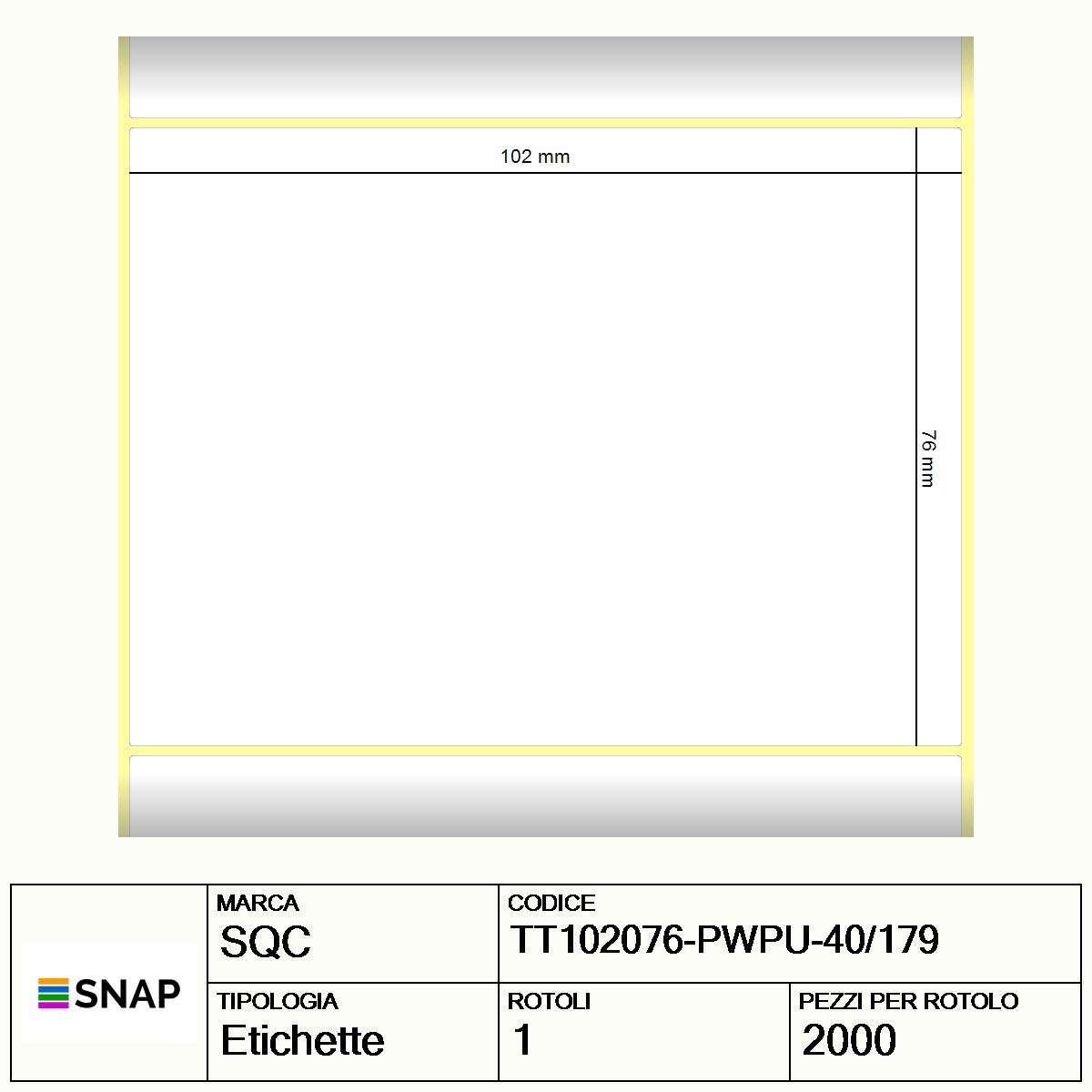 TT102076-PWPU-40/179 - Etichette SQC  S-HARD-PT Carta