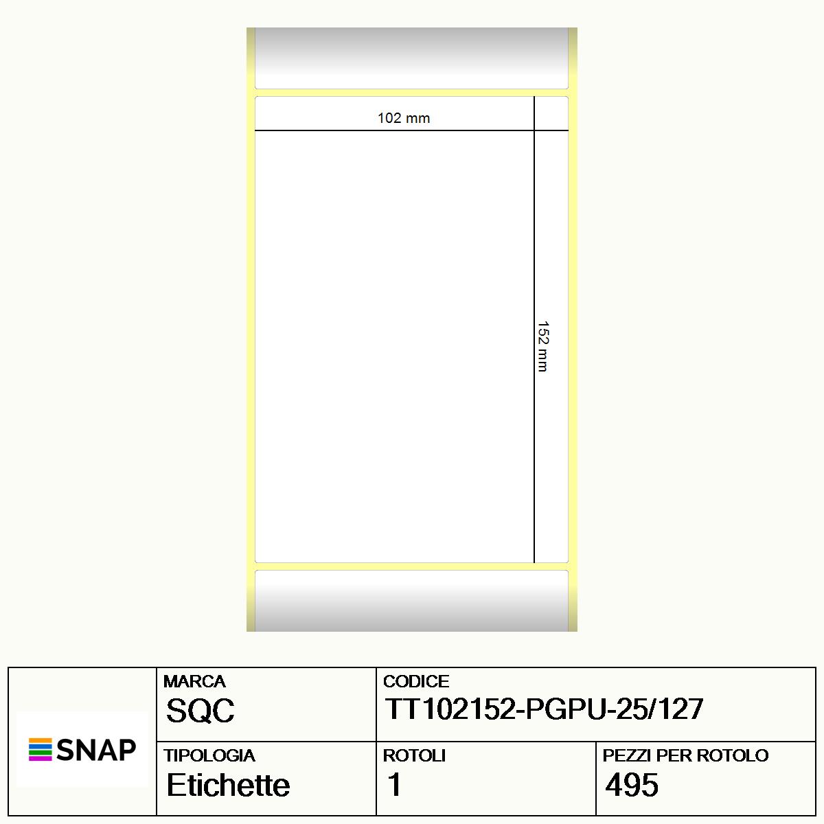 TT102152-PGPU-25/127 - Etichette SQC Verde fluorescente S-DESK-PTC