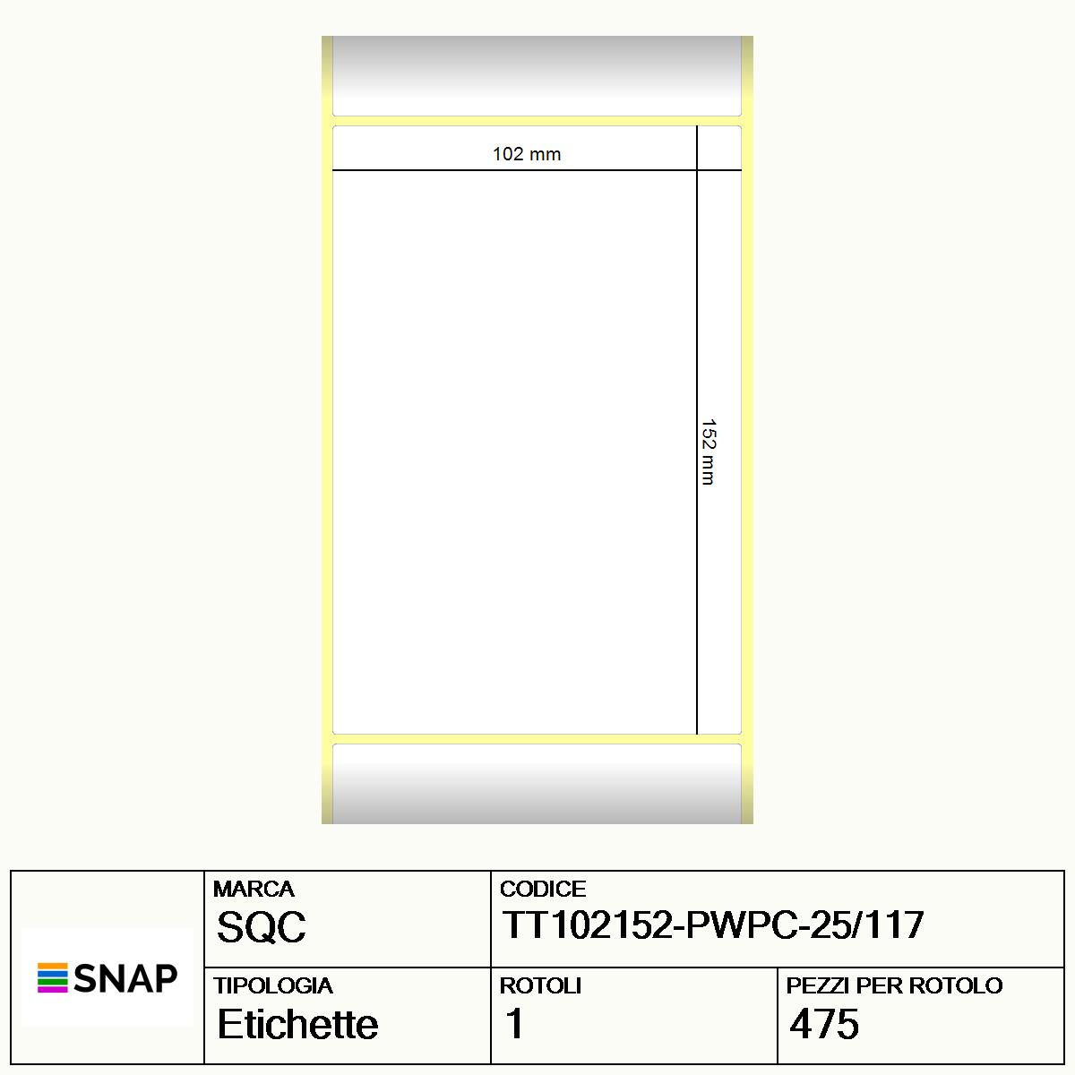 TT102152-PWPC-25/117 - Etichette SQC  S-DESK-PT Carta