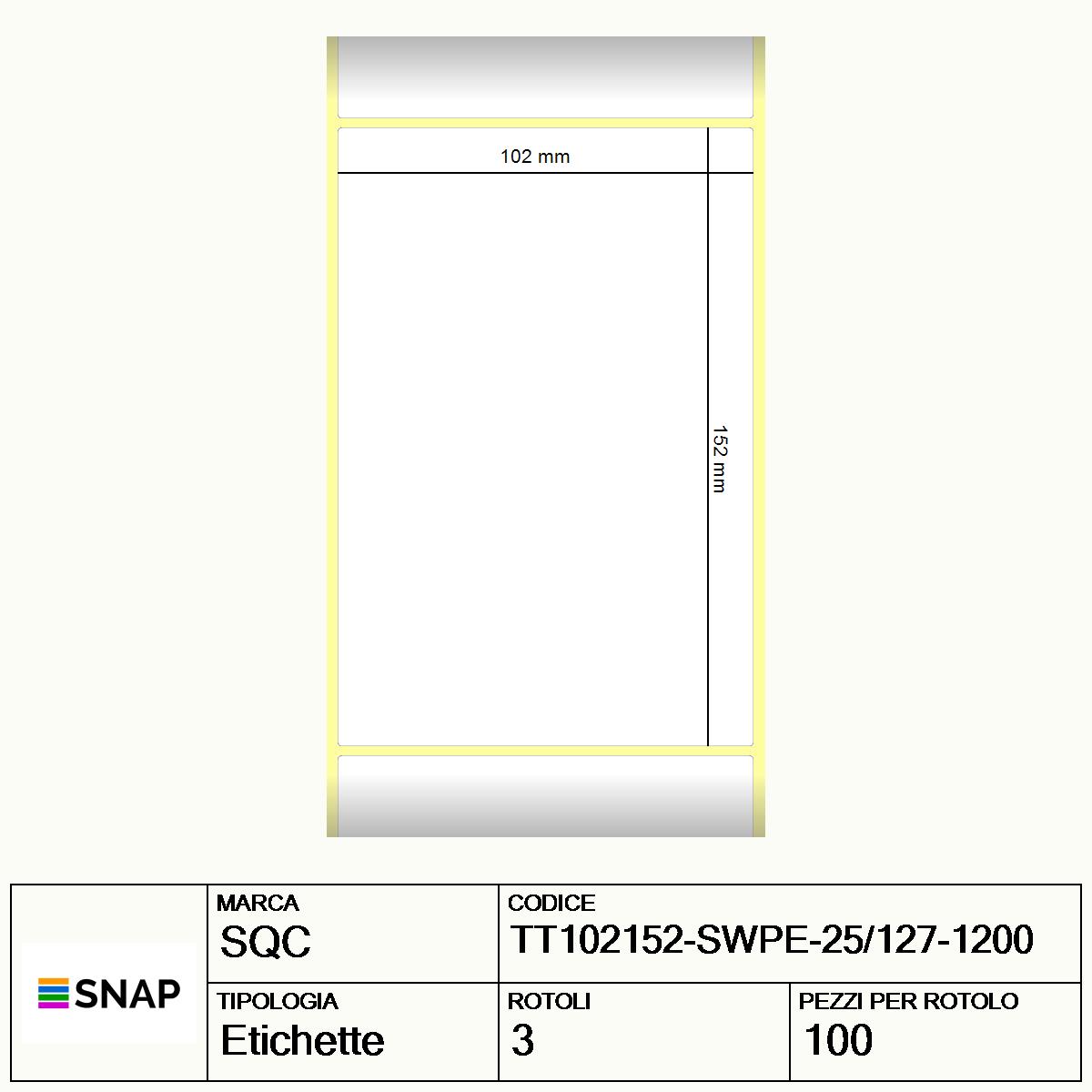TT102152-SWPE-25/127-1200 - Etichette SQC  S-STRONG Polietilene