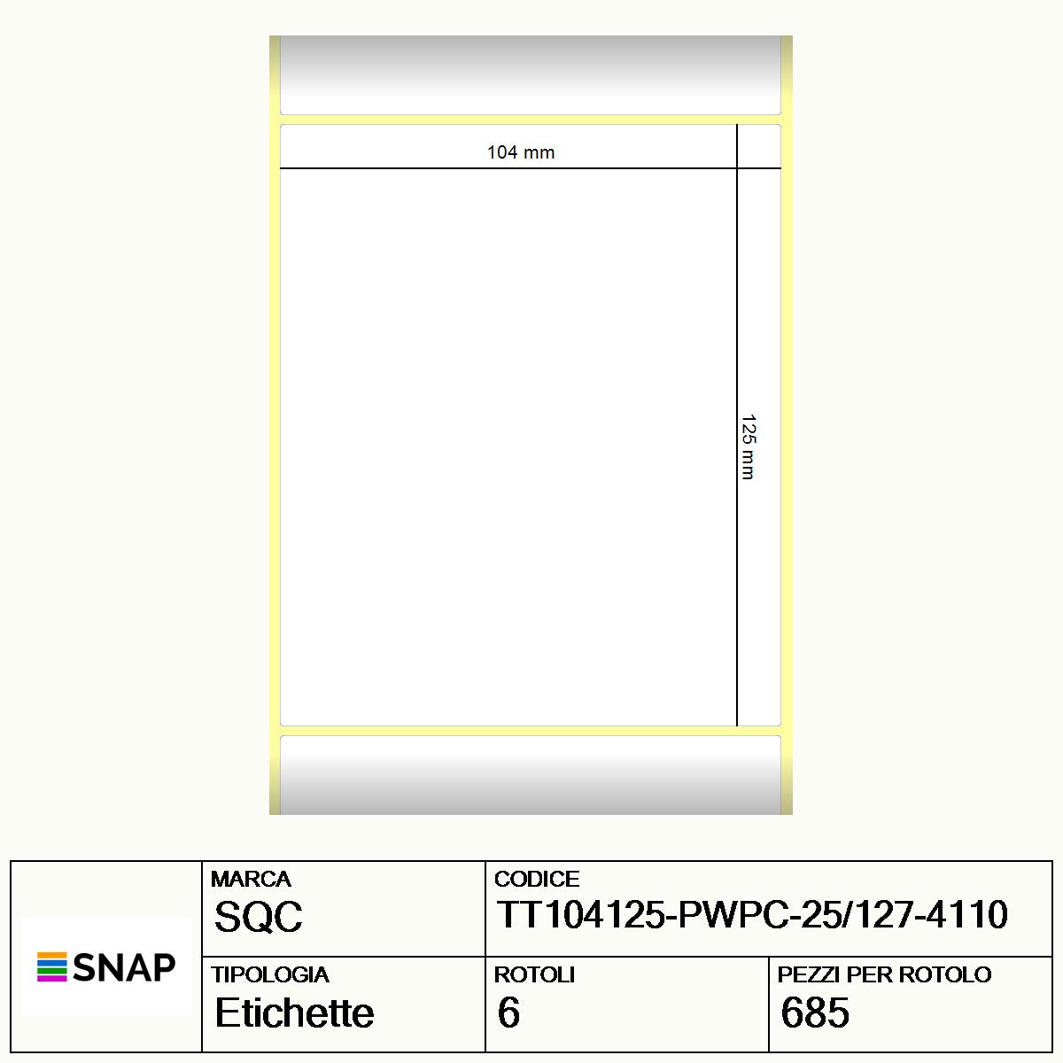 TT104125-PWPC-25/127-4110 - Etichette SQC  S-DESK-PT Carta