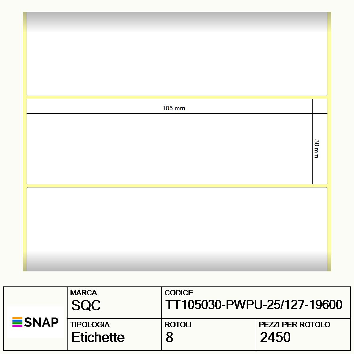 TT105030-PWPU-25/127-19600 - Etichette SQC  S-DESK-PT Carta