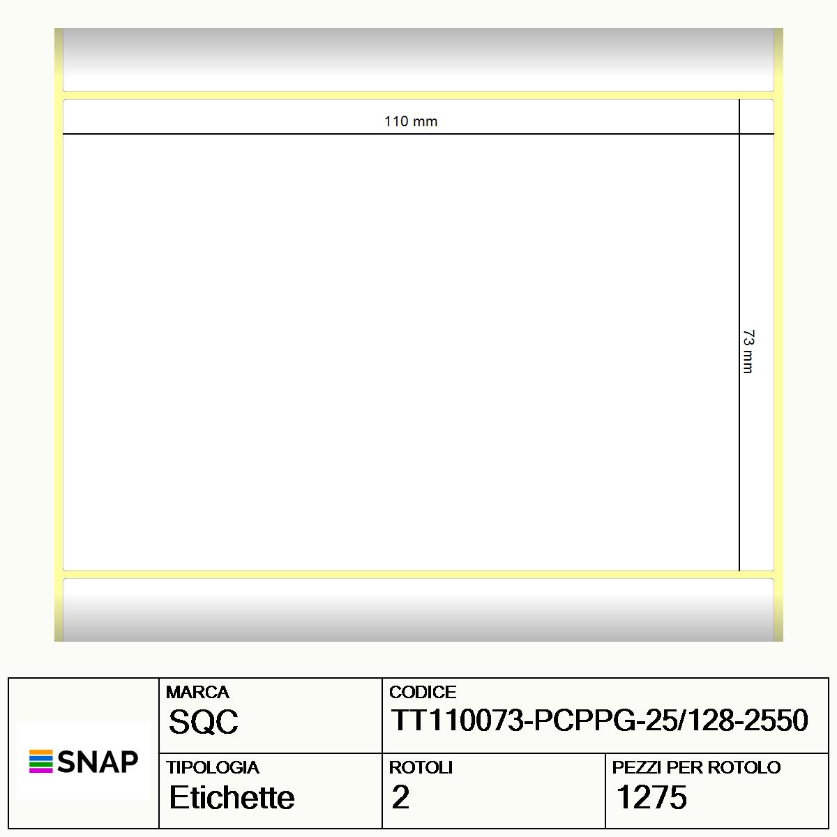 TT110073-PCPPG-25/128-2550 - Etichette SQC Trasparente neutro