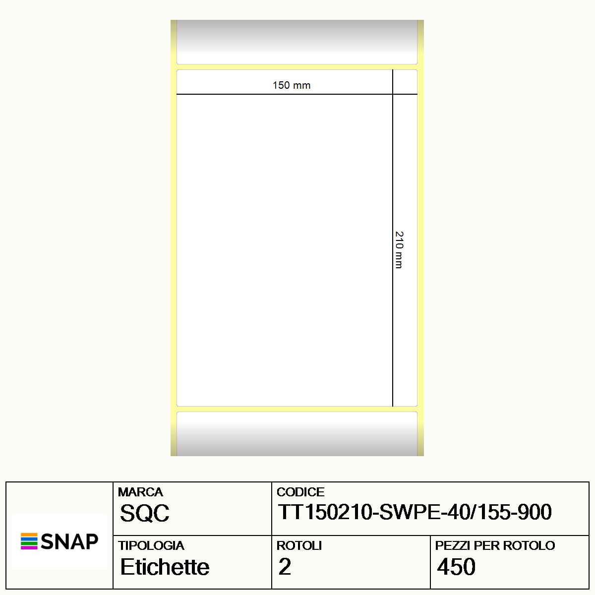 TT150210-SWPE-40/155-900 - Etichette SQC  S-STRONG Polietilene