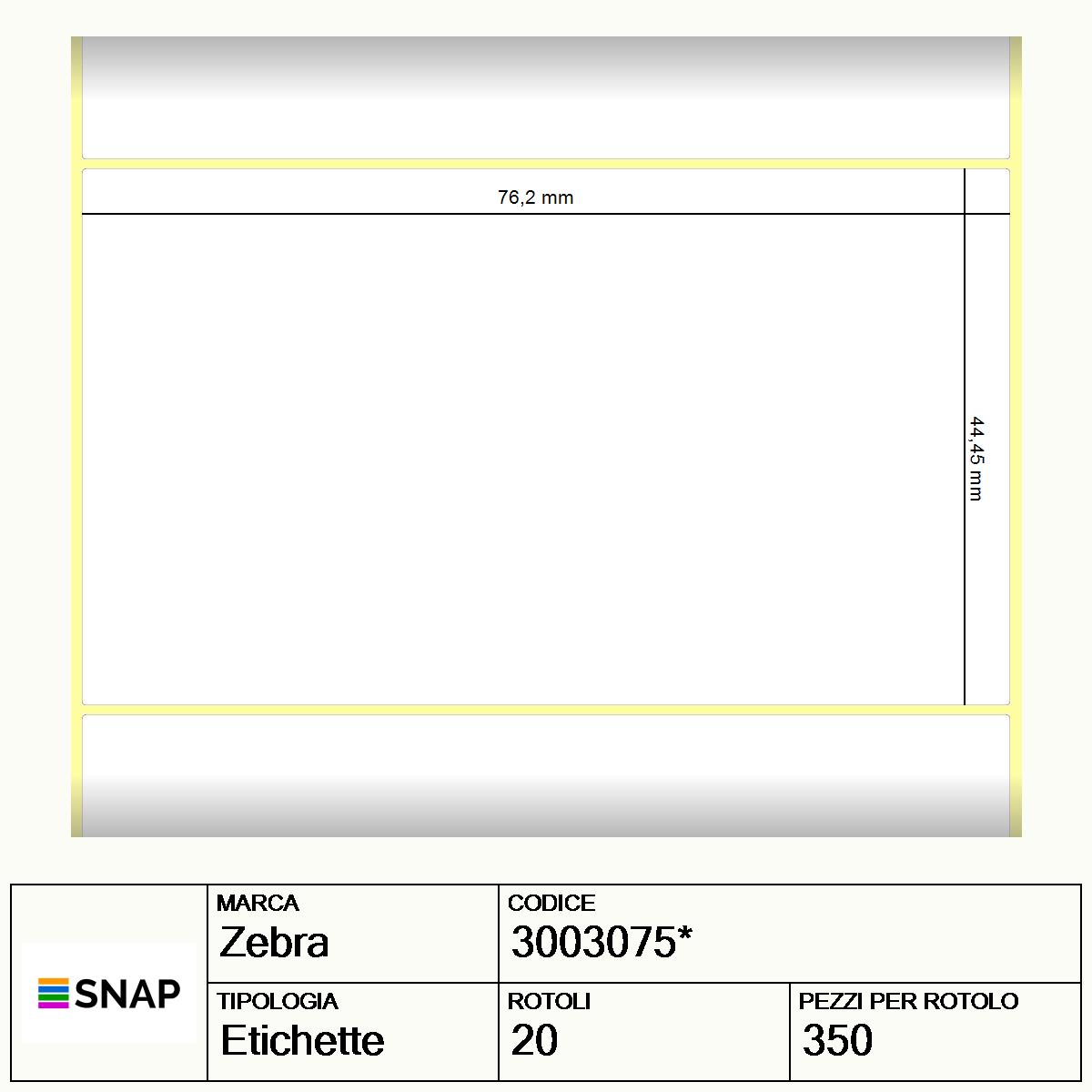 3003075* - Etichette Zebra  Z-Select 2000D Carta
