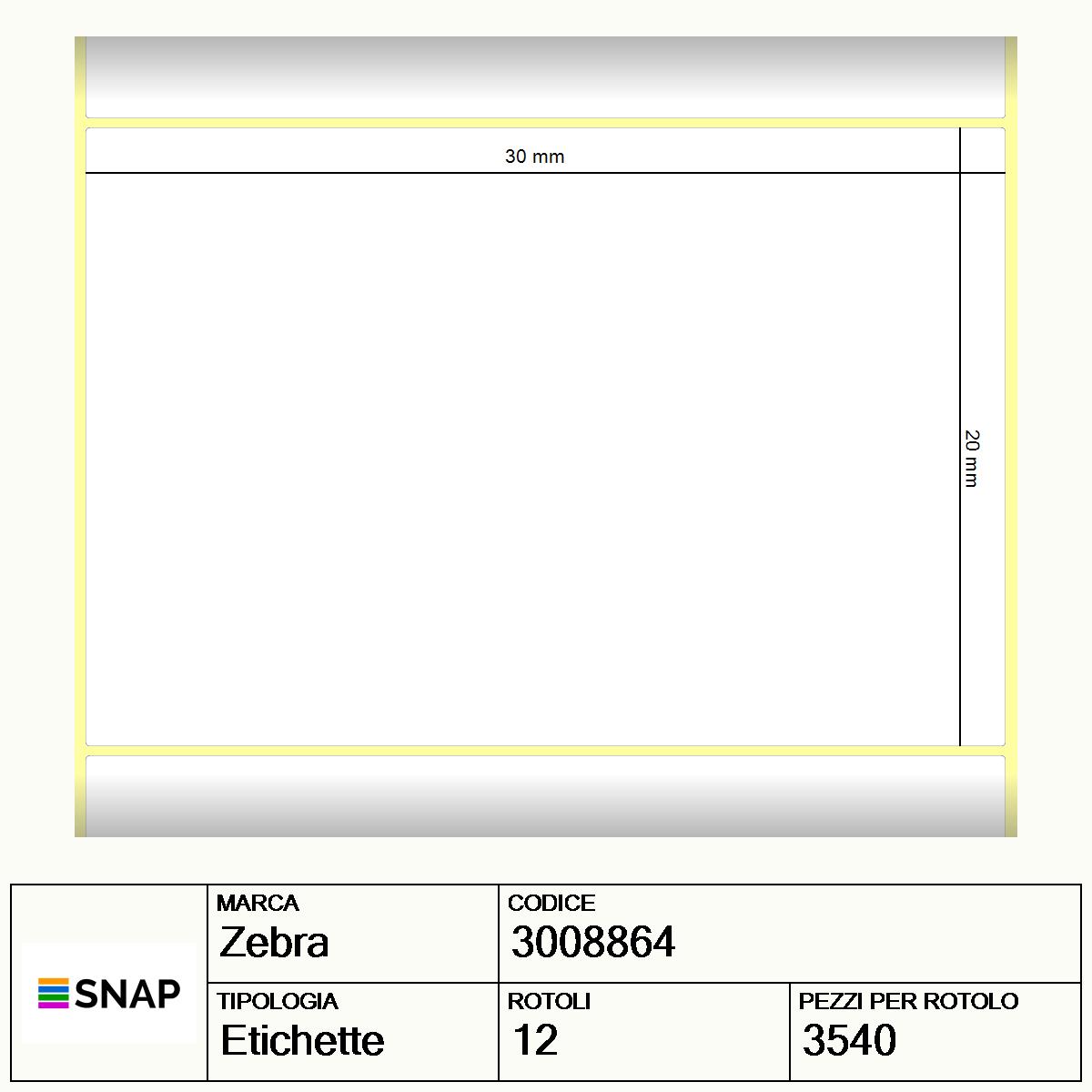 3008864 - Etichette Zebra  Z-Ultimate 3000T White Poliestere