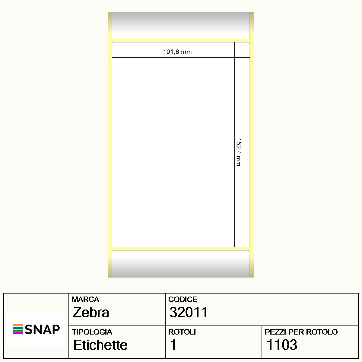32011 - Etichette Zebra  Z-Select 2000D Carta