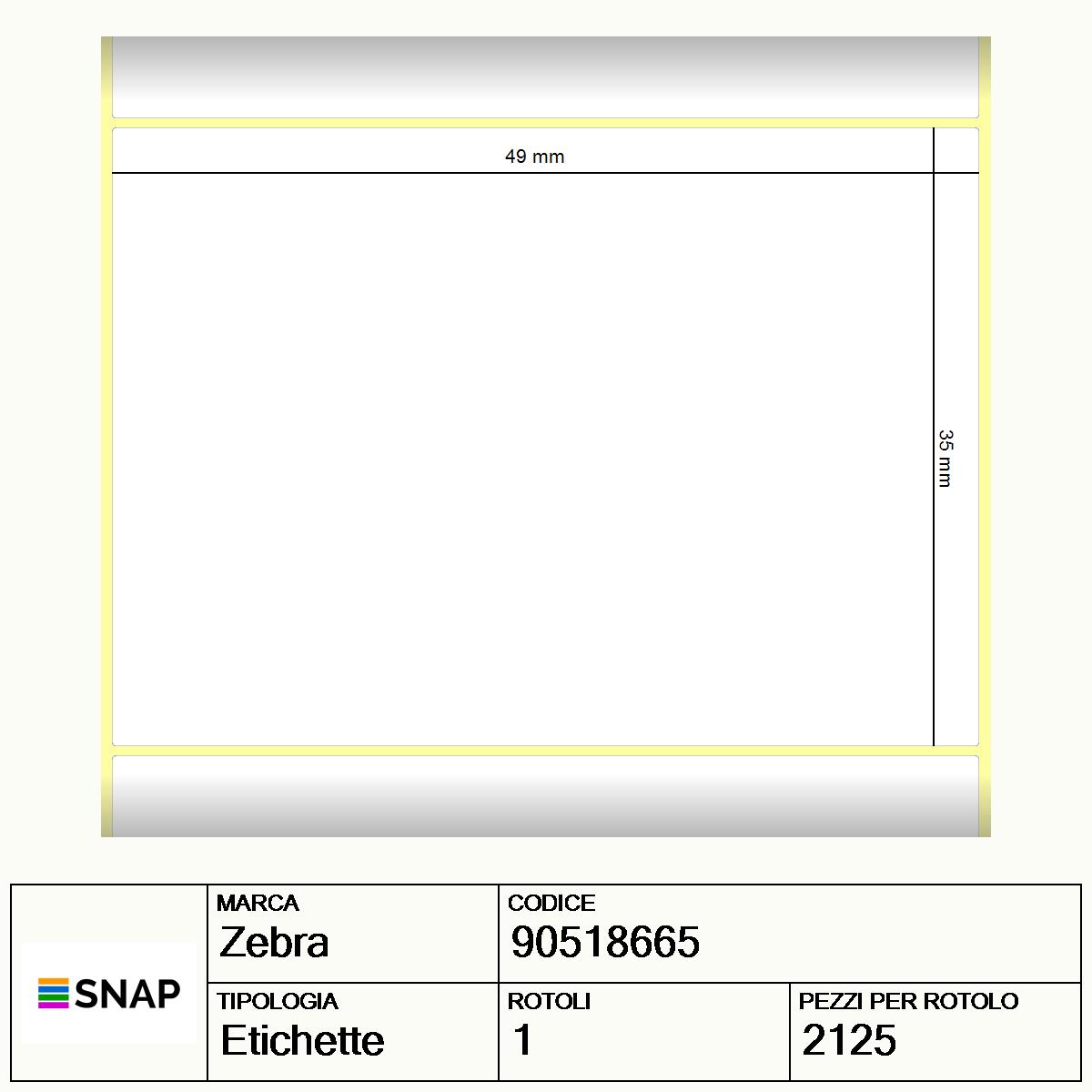 90518665 - Etichette Zebra  PolyPro 4000D-E Polipropilene
