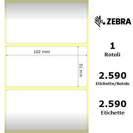 3011702/S - Etichette Zebra  PolyE 3100T Gloss Polietilene
